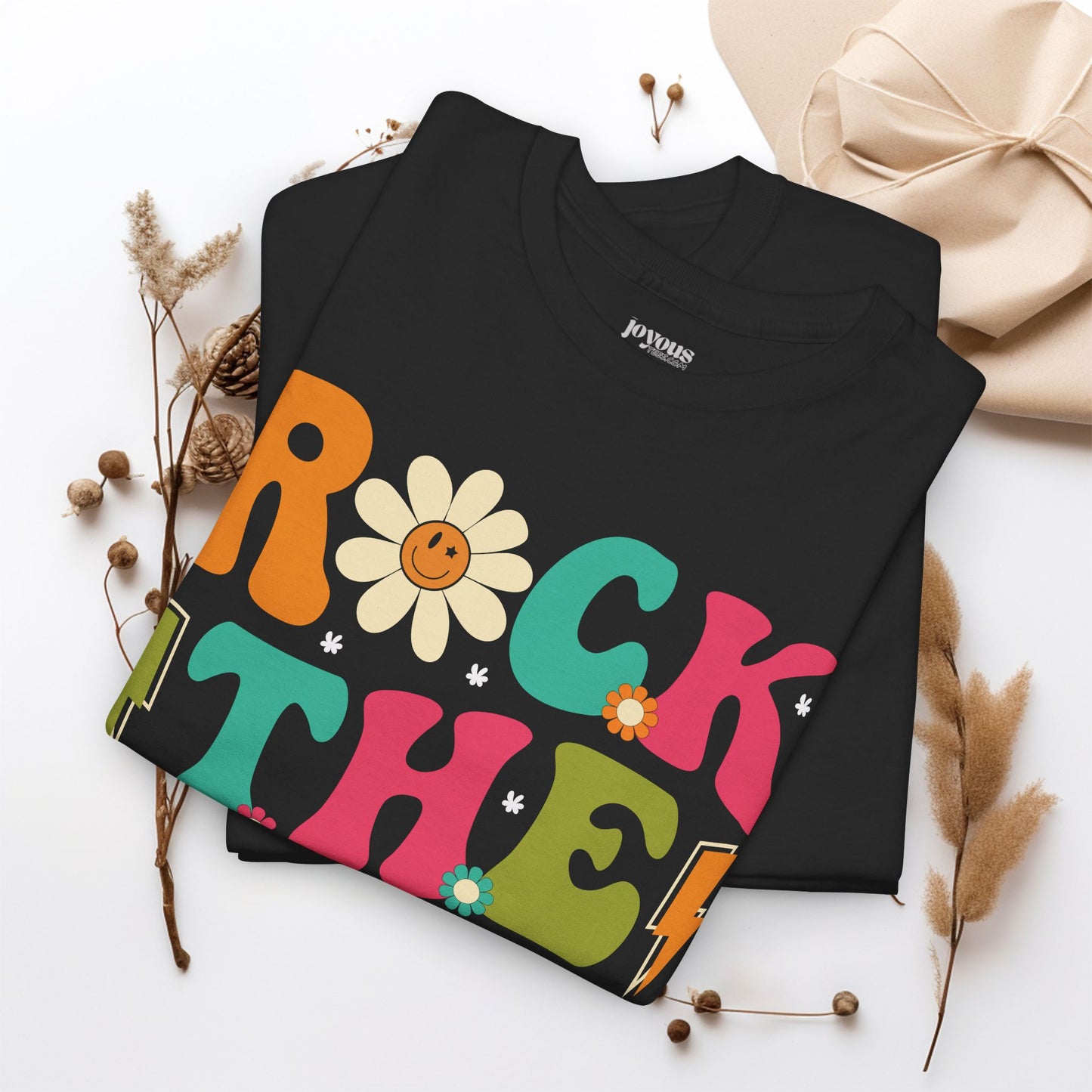 Rock The Test Groovy Teacher Shirt - Back to School Heavy Cotton Tee