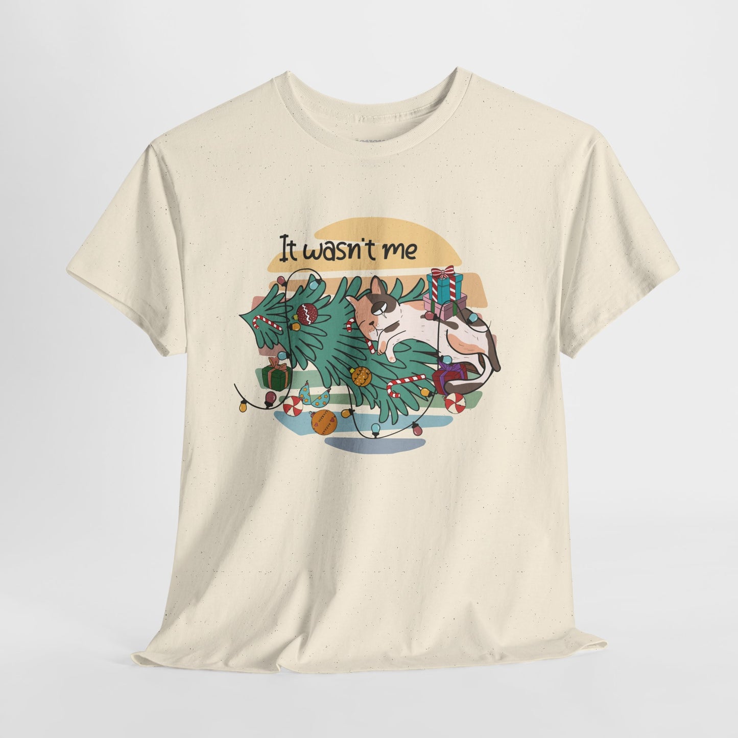 It Wasn't Me Funny Cat Christmas Heavy Cotton Tee - Cat Lovers Christmas Gift