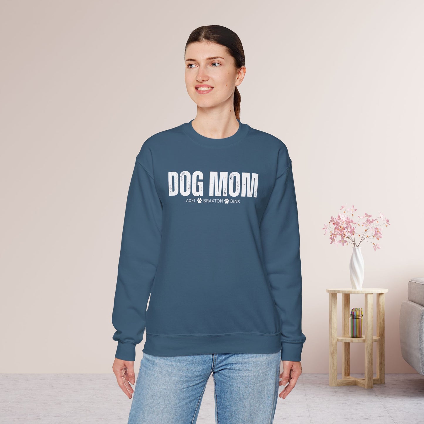 Custom Dog Mom Sweatshirt with Dogs Name - Personalized Gift for Dog Mom