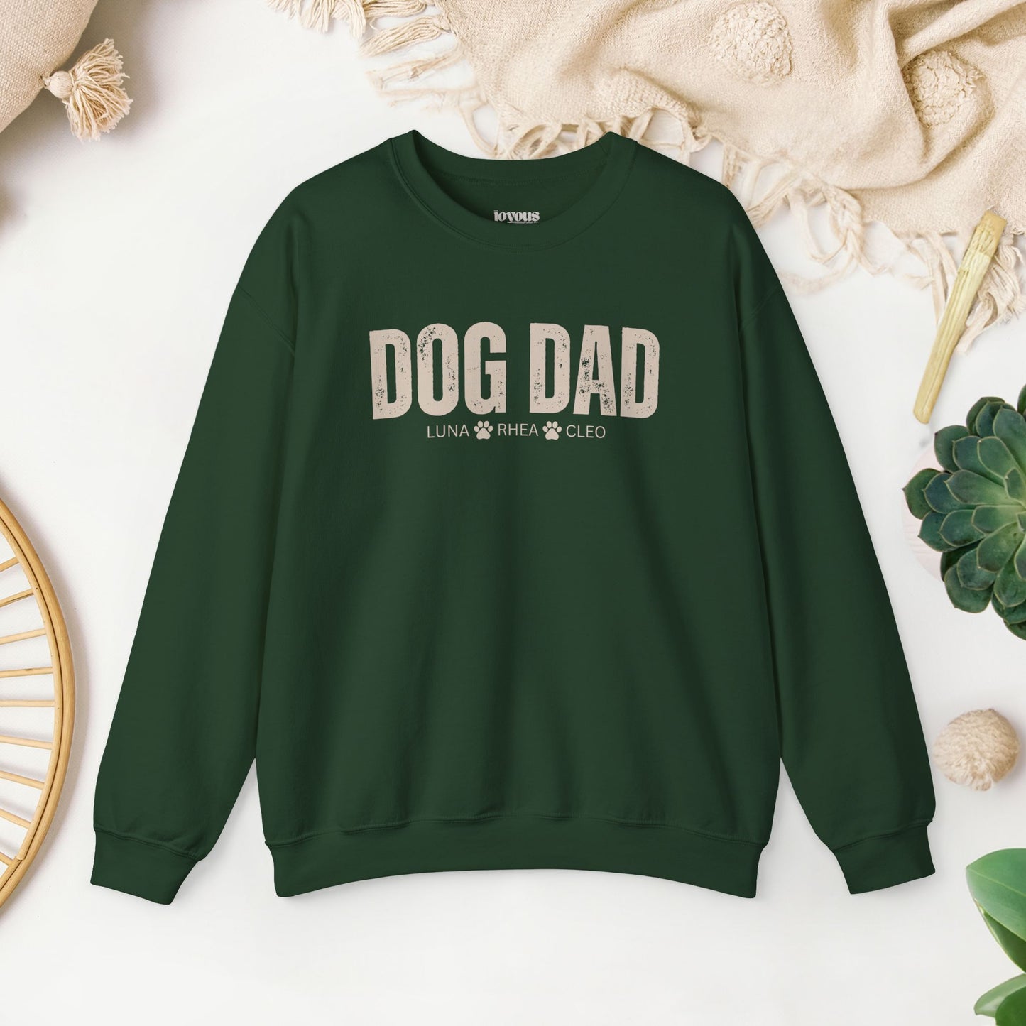 Custom Dog Dad Sweatshirt with Dogs Name - Personalized Gift for Dog Dad