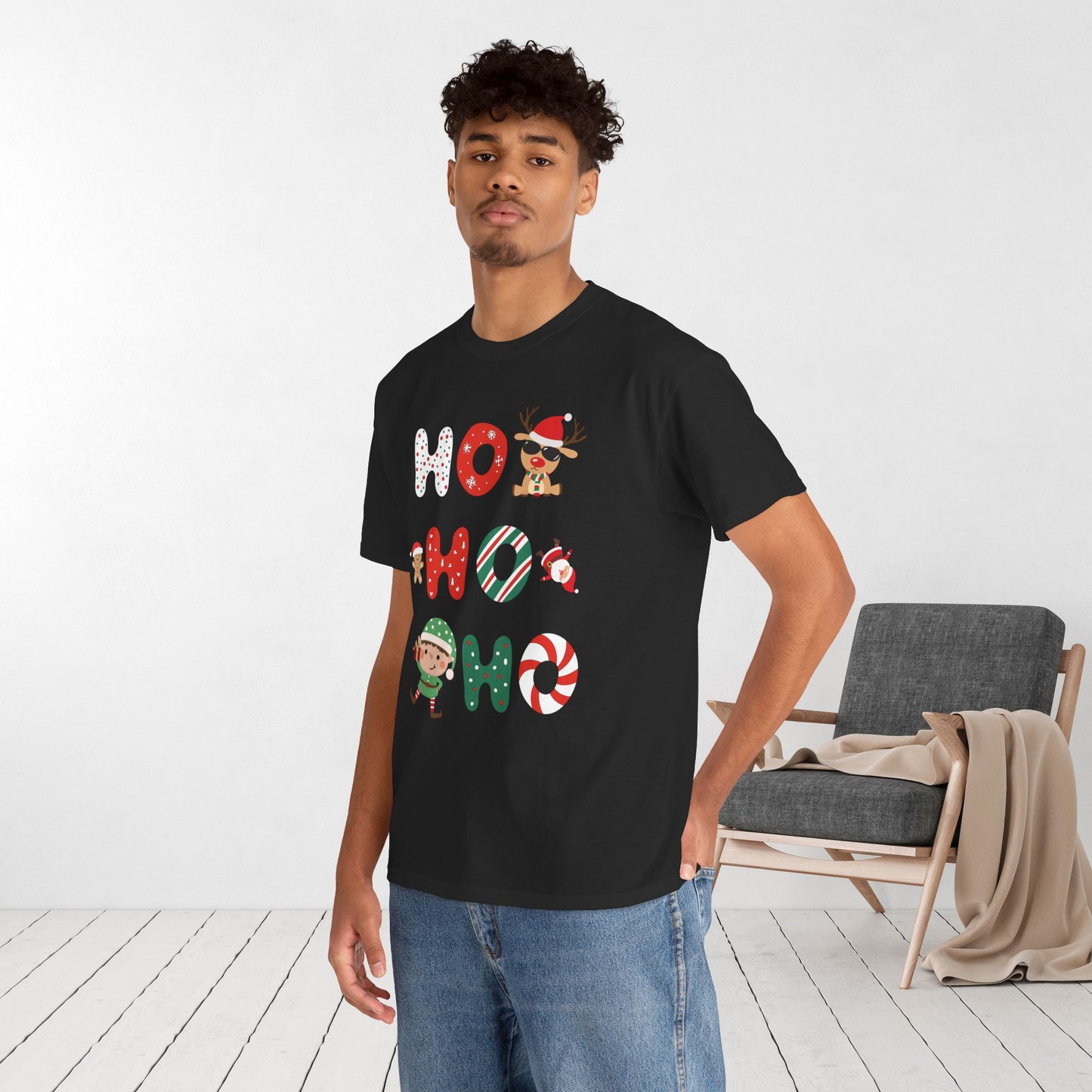 Ho Ho Ho Christmas Shirt - Matching Family Christmas Heavy Cotton Tee