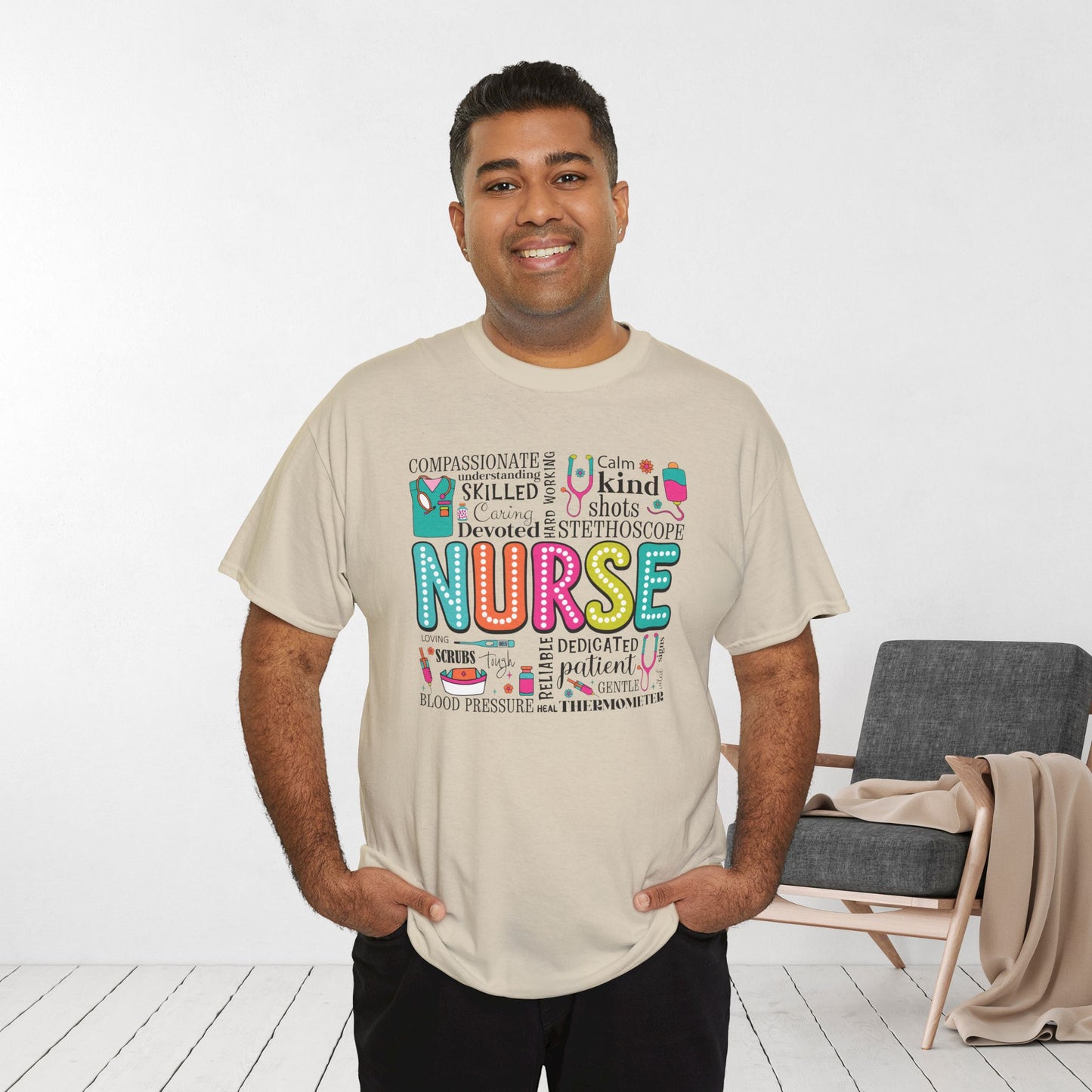 Trendy Nurse Heavy Cotton Tee for Dedicated Registered Nurse