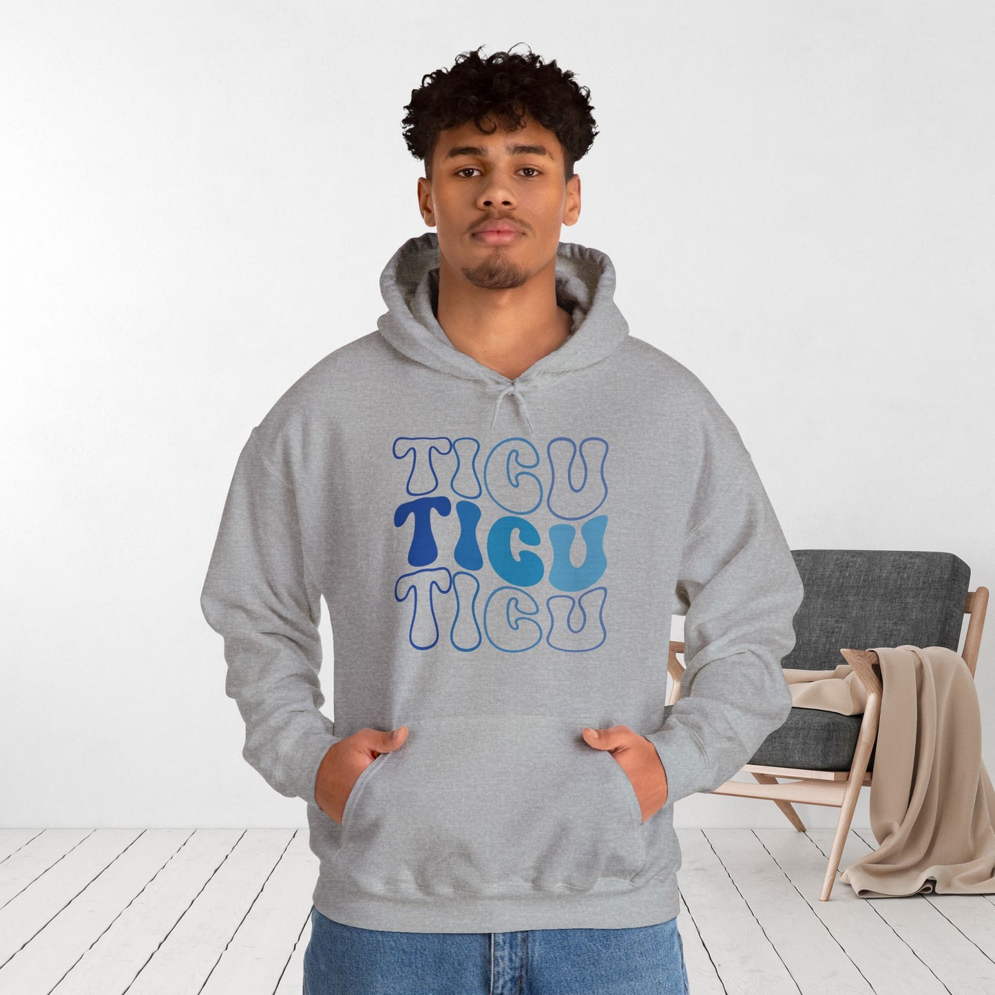 Groovy Blue TICU Hoodie - Trauma ICU Nurse Hoodie