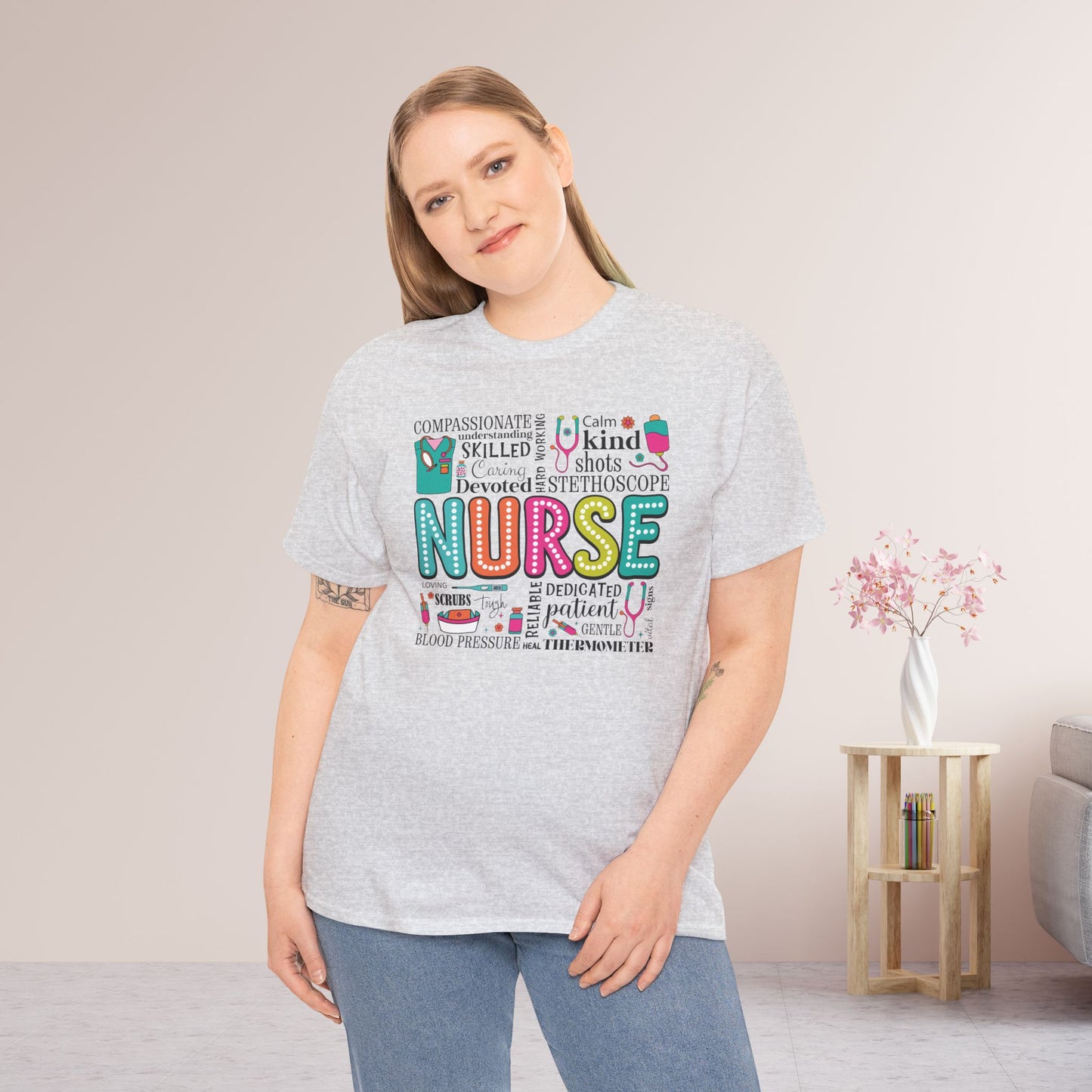 Trendy Nurse Heavy Cotton Tee for Dedicated Registered Nurse
