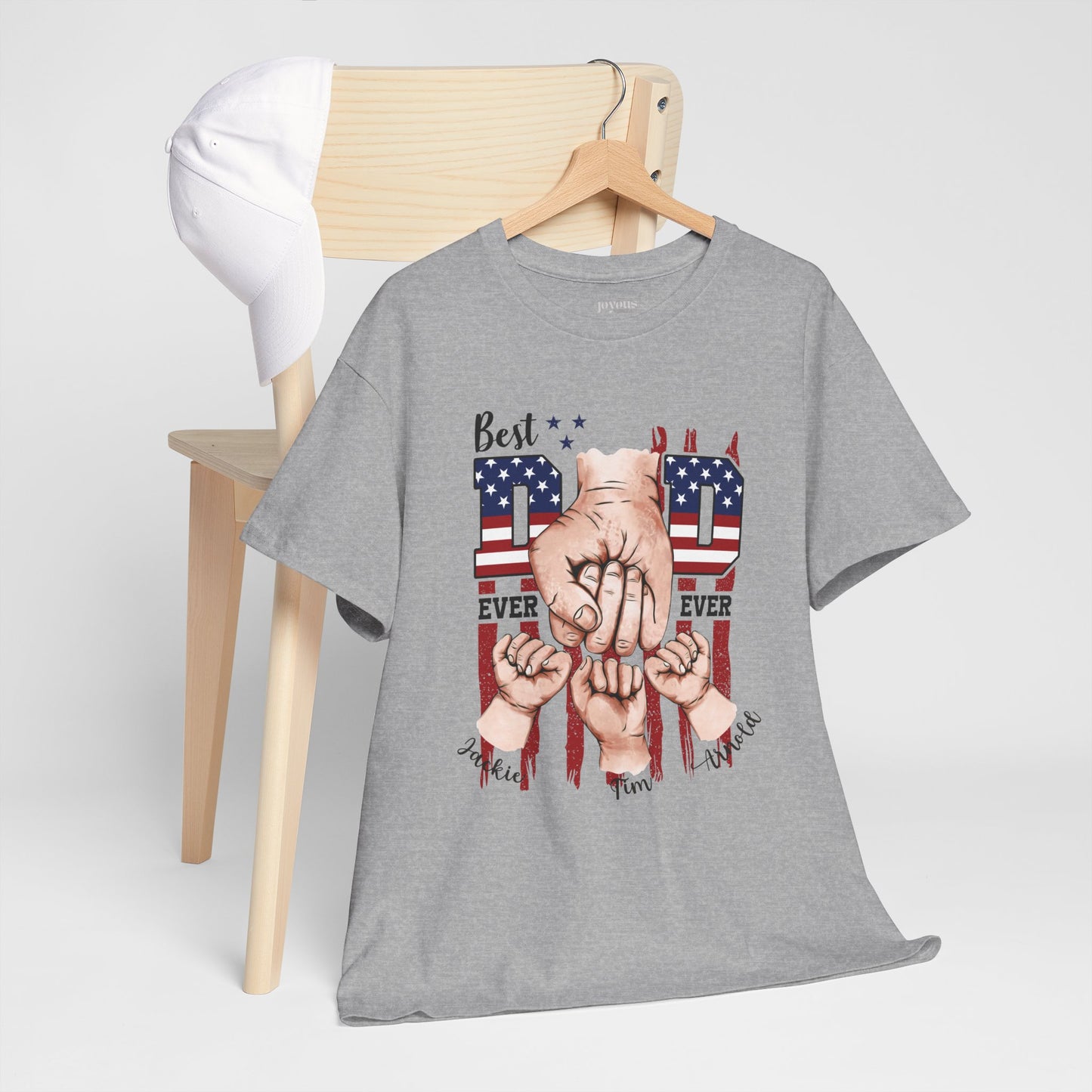 Custom Dad Heavy Cotton Tee with Kids Name - Personalized Gift for Dad