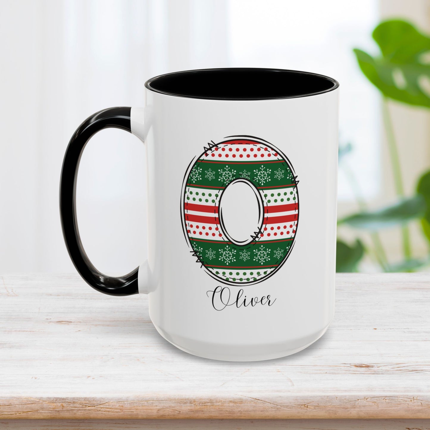 Custom Christmas Initial Letter Mug with Name - Personalized Christmas Gifts A-Z