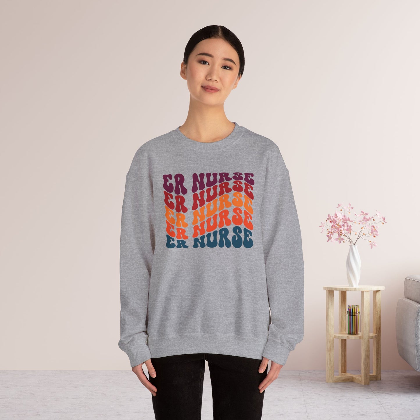 Groovy Fall ER Nurse Sweatshirt - Emergency Nurse Pullover