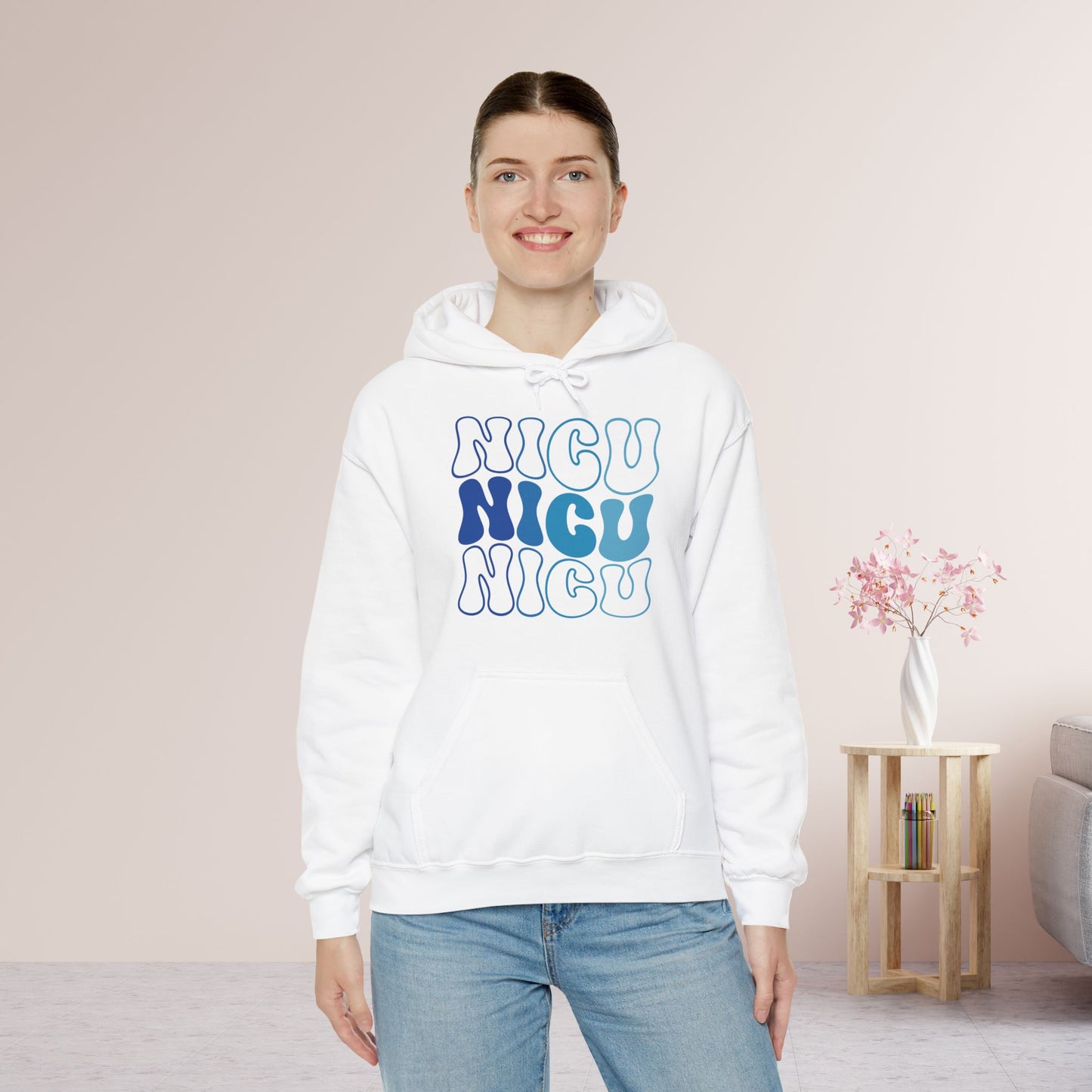 Groovy Blue NICU Hoodie - Neonatal ICU Nurse Hoodie