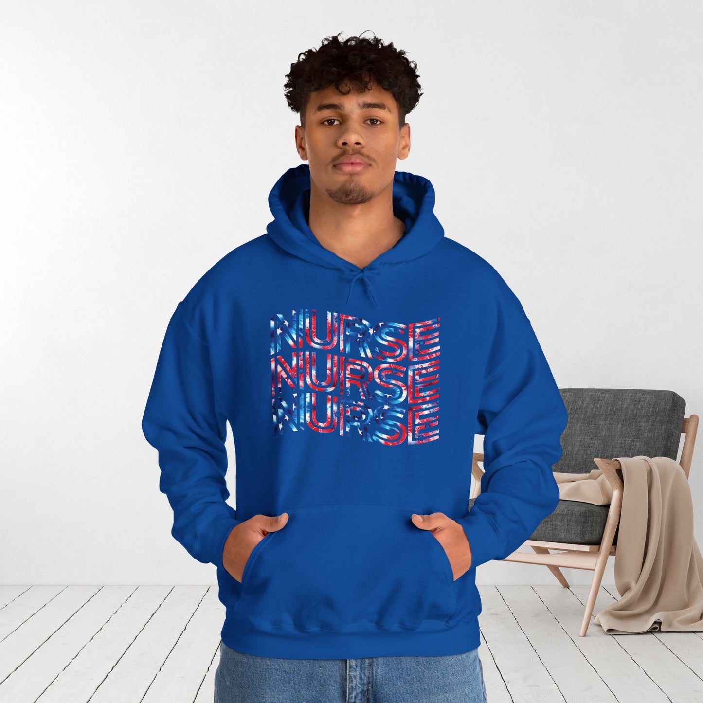 Wavy Patriotic Nurse Hoodie - 4th of July Nurse Hoodie