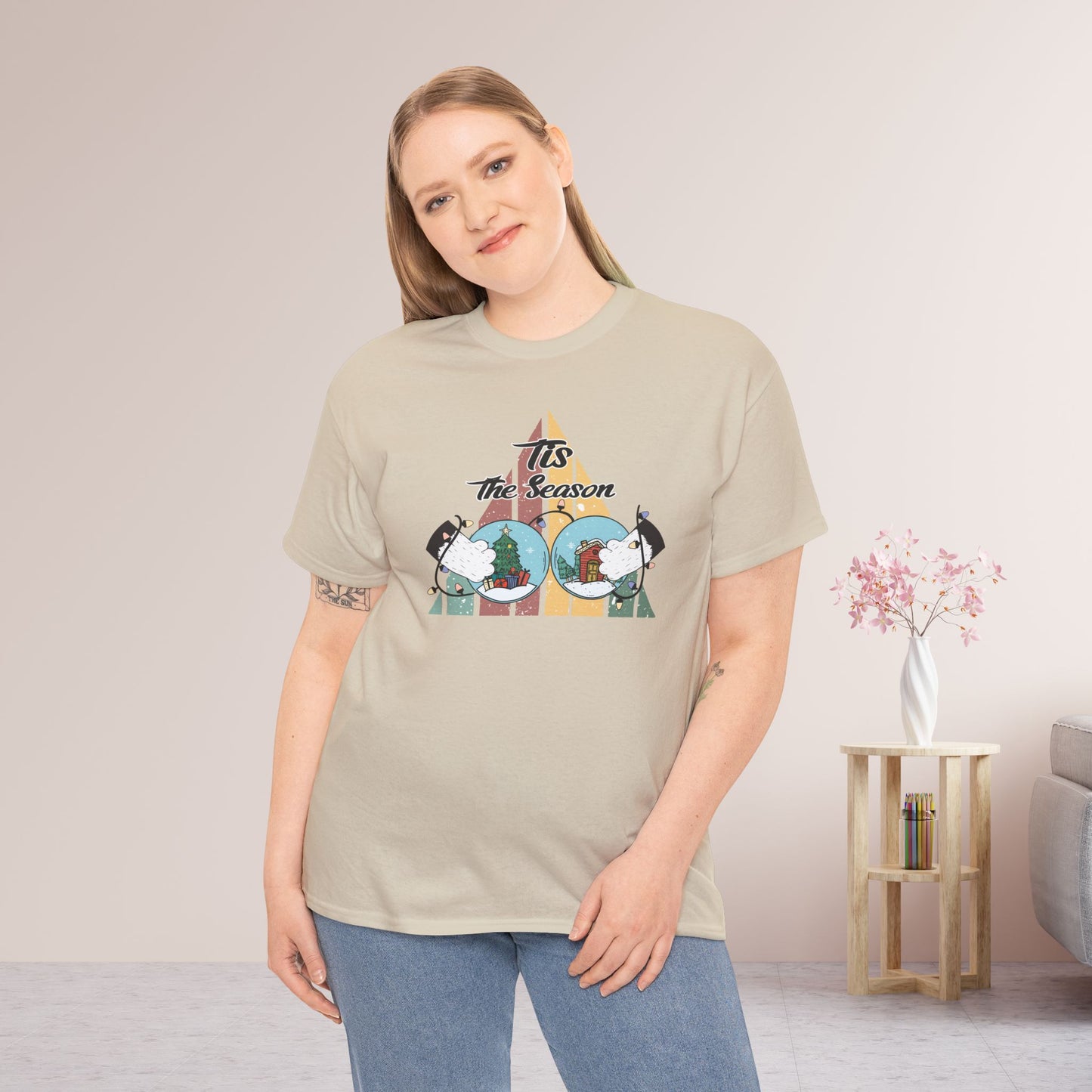 Tis The Season Funny Cat Christmas Heavy Cotton Tee - Cat Lovers Christmas Gift