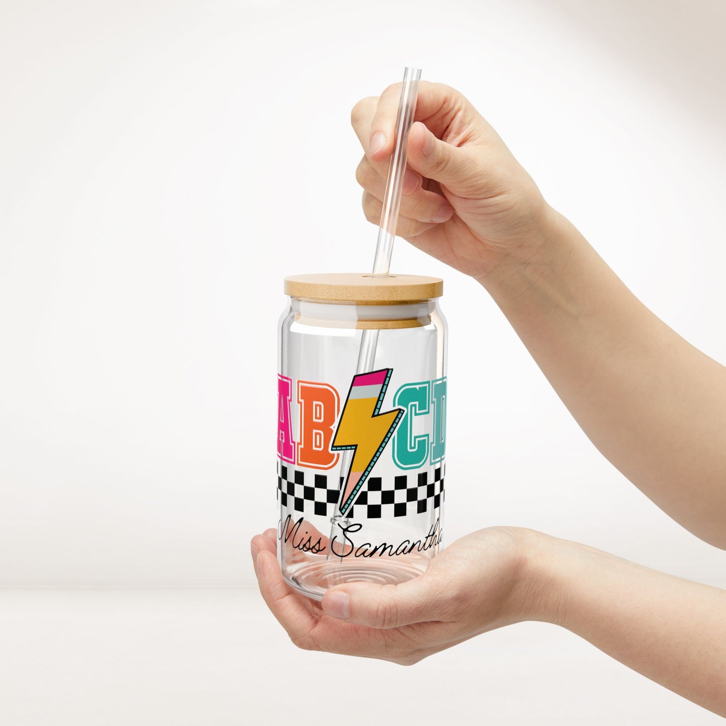 Personalized Teacher Sipper Glass - Custom Teacher Gifts A-Z