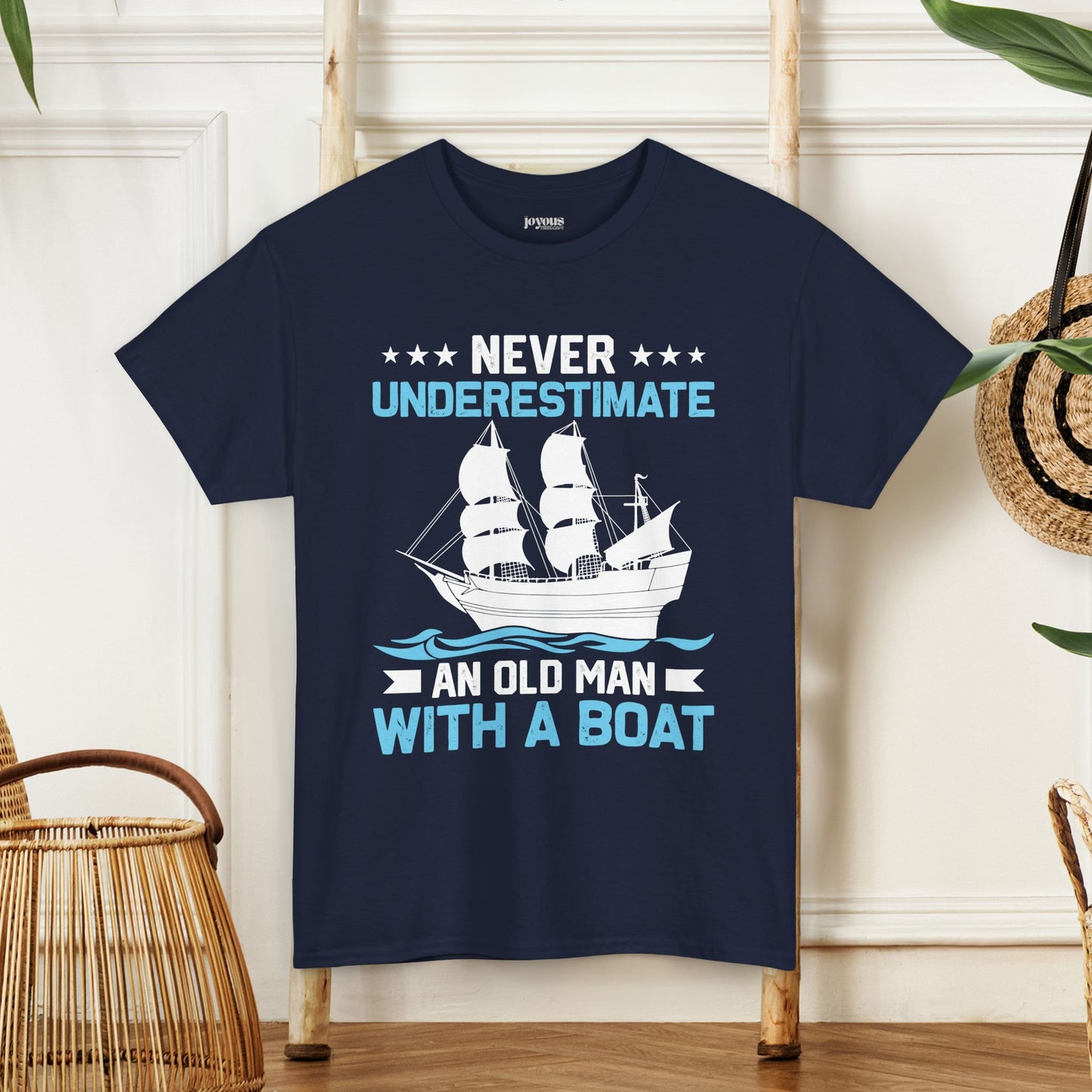 Old Man with a Boat T-Shirt - Funny Sailing Heavy Cotton Tee