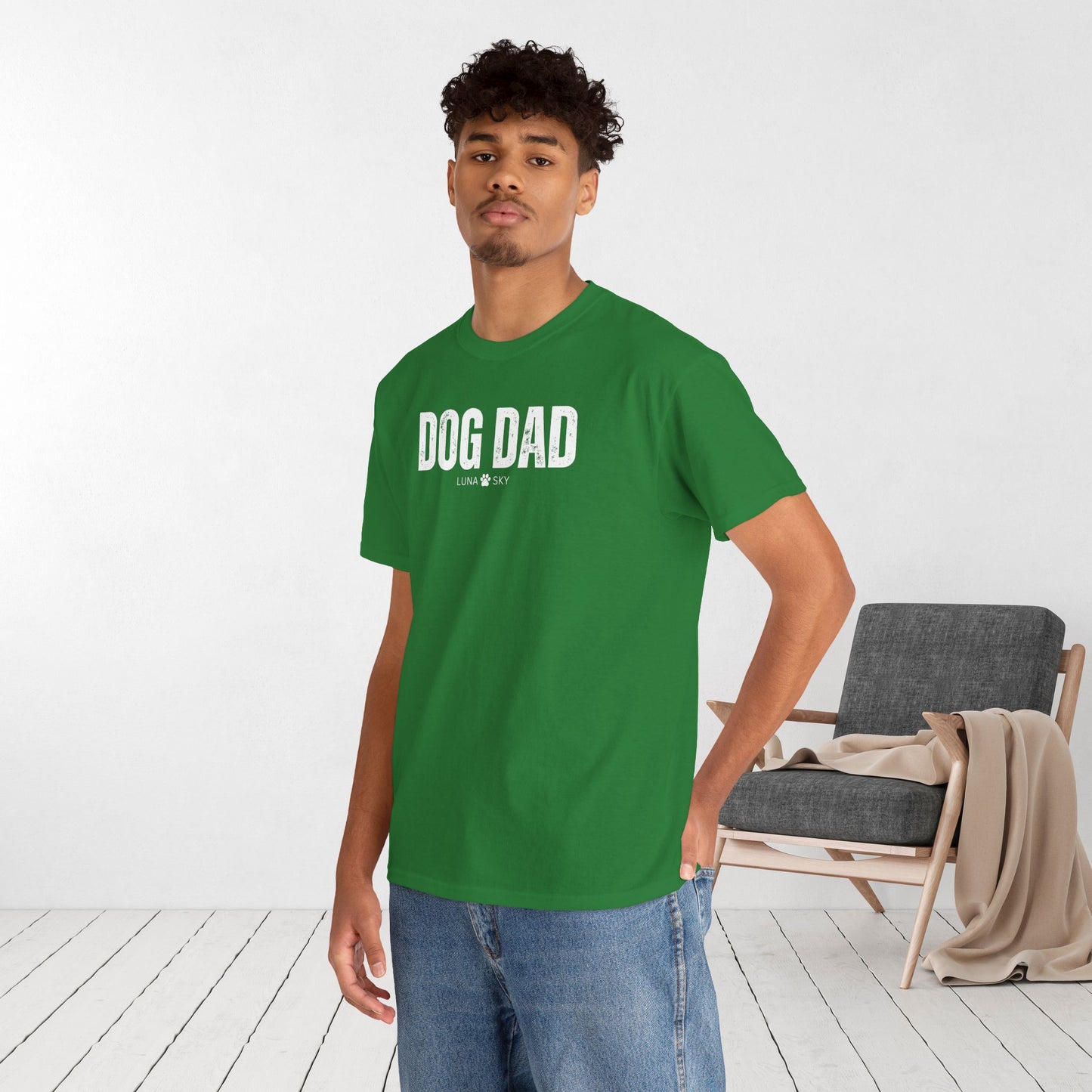 Custom Dog Dad Heavy Cotton Tee with Dogs Name - Personalized Dog Lover Gift