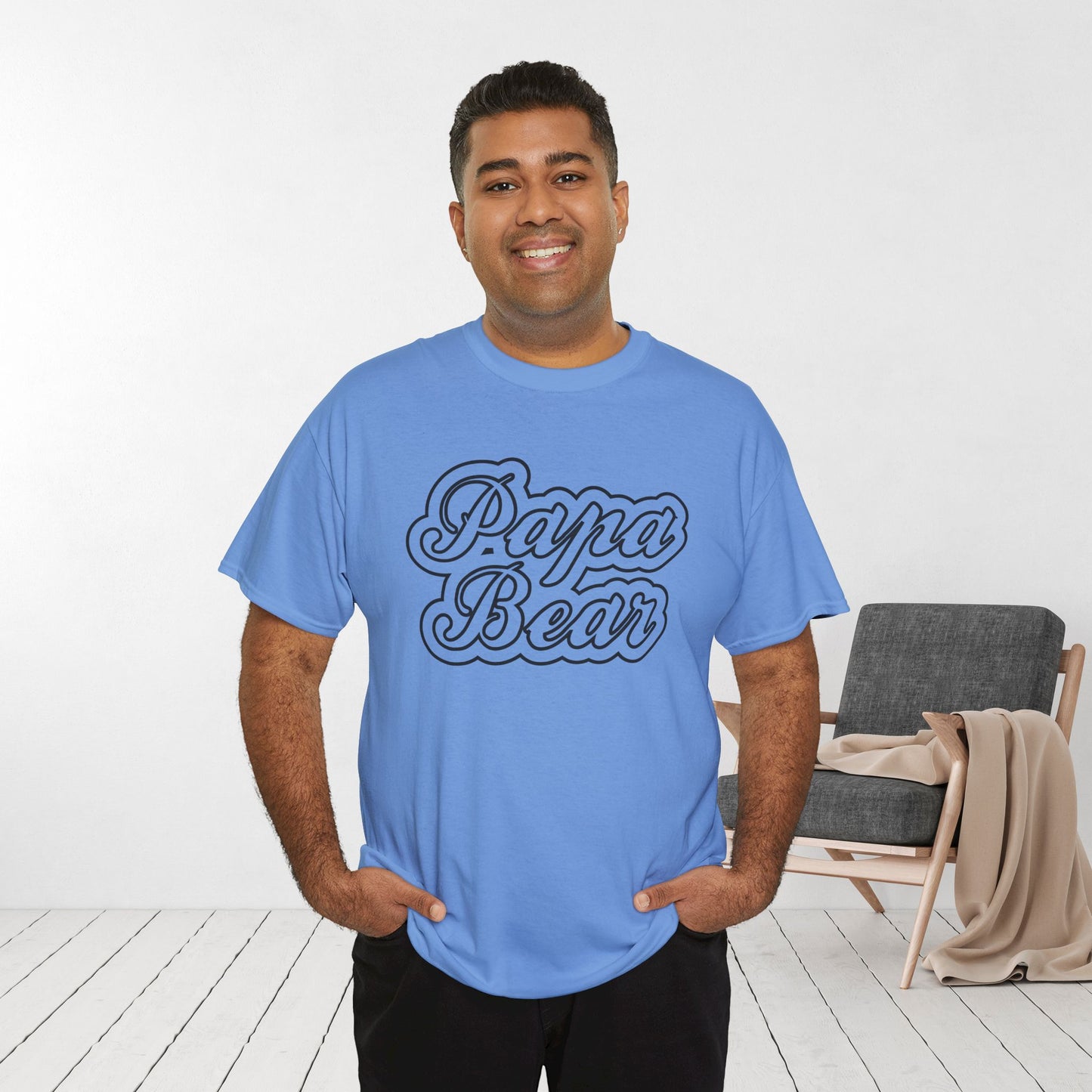 Papa Bear Heavy Cotton Tee - Gift for Dad for Father's Day