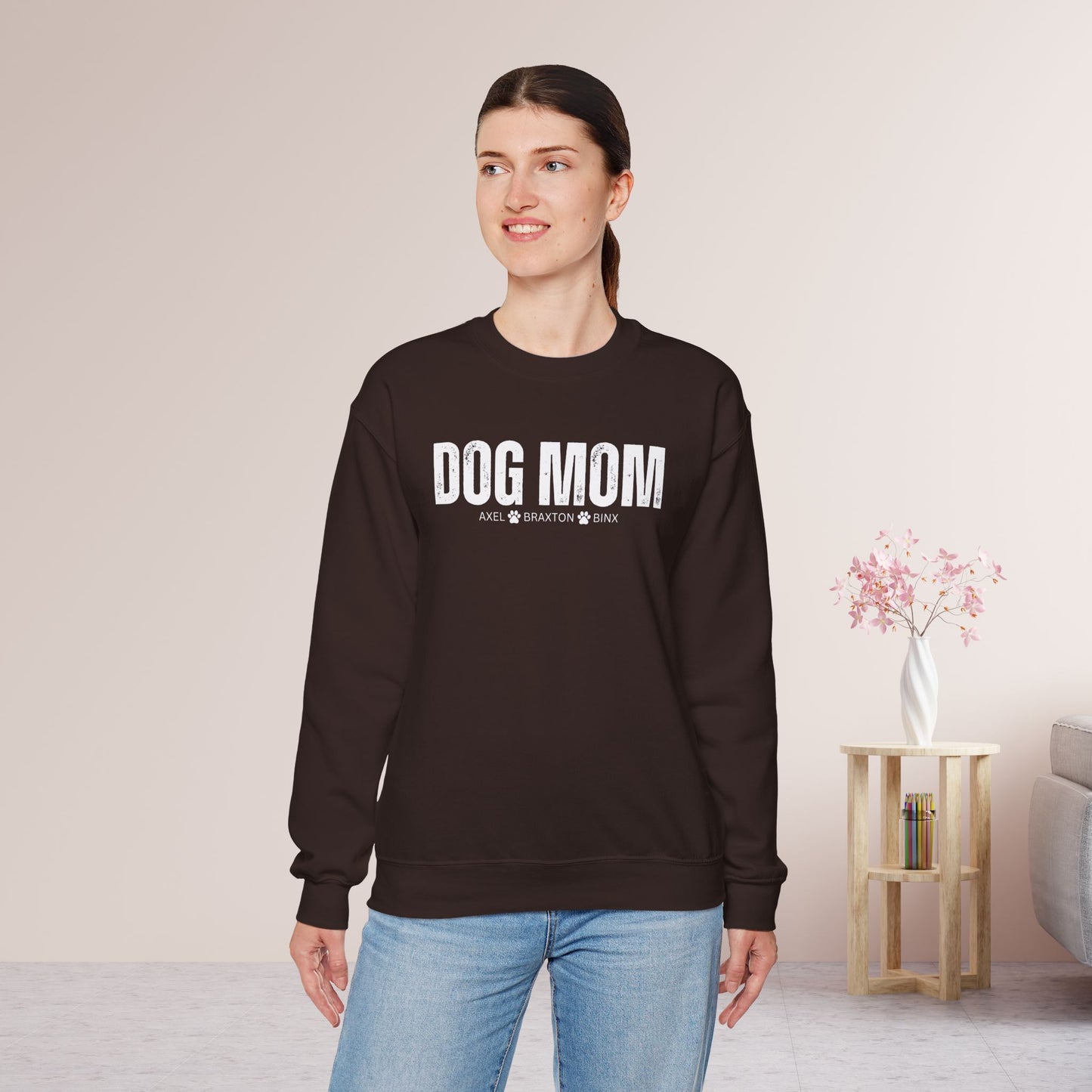 Custom Dog Mom Sweatshirt with Dogs Name - Personalized Gift for Dog Mom