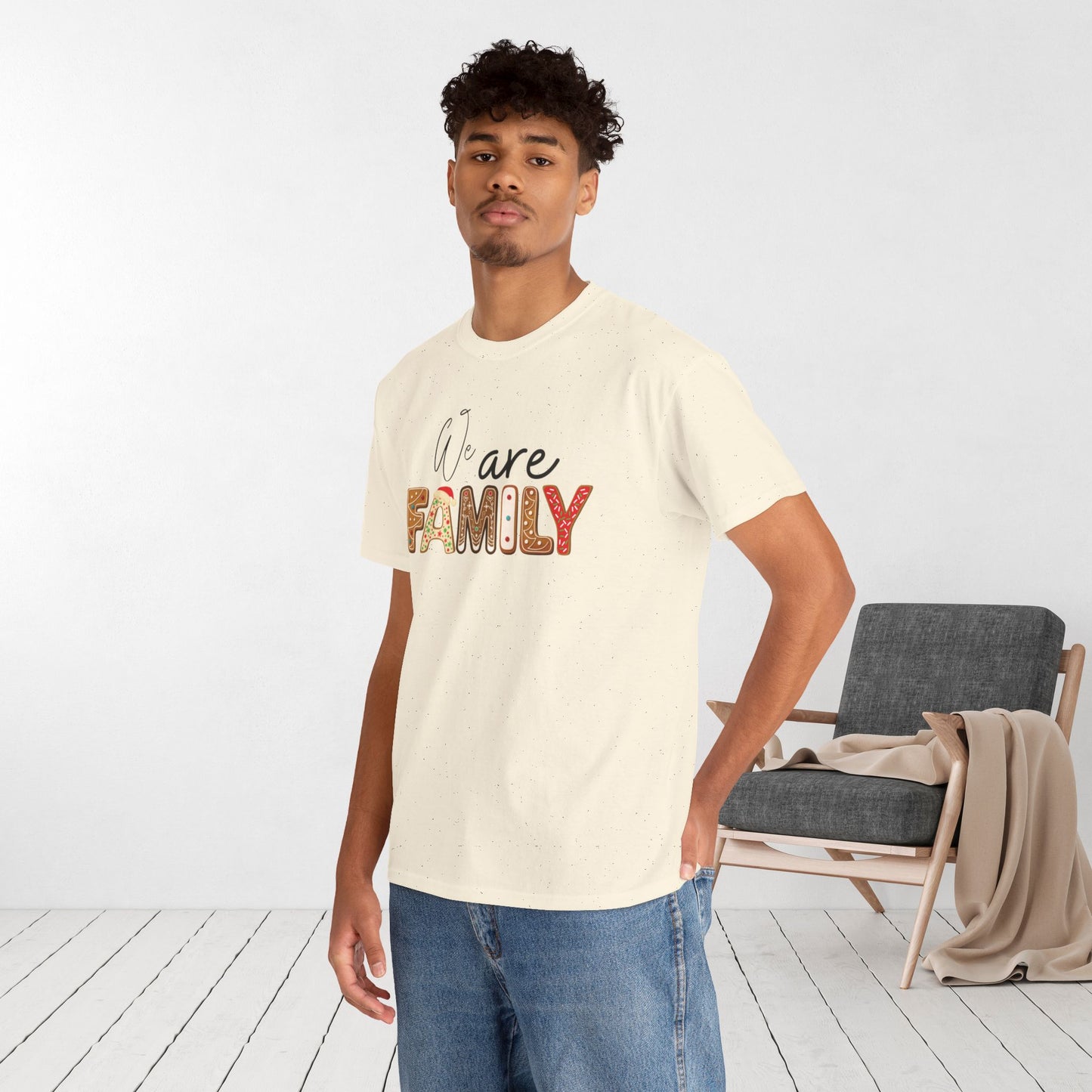 We Are Family Christmas Cookie Heavy Cotton Tee - Christmas Pajama Shirt