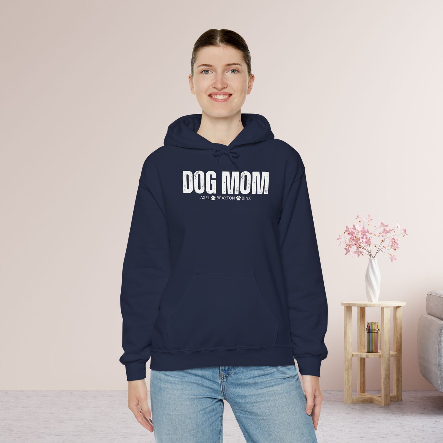 Custom Dog Mom Hoodie with Dogs Name - Personalized Gift for Dog Mom