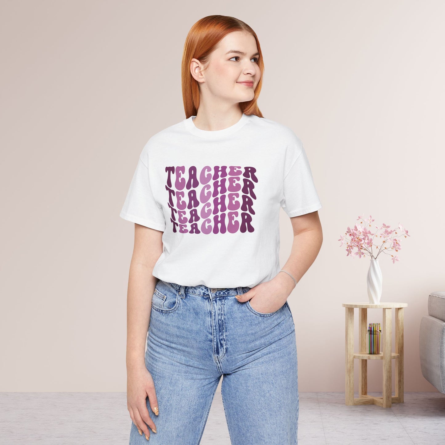 Groovy Purple Teacher Soft Cotton Tee for School Teachers