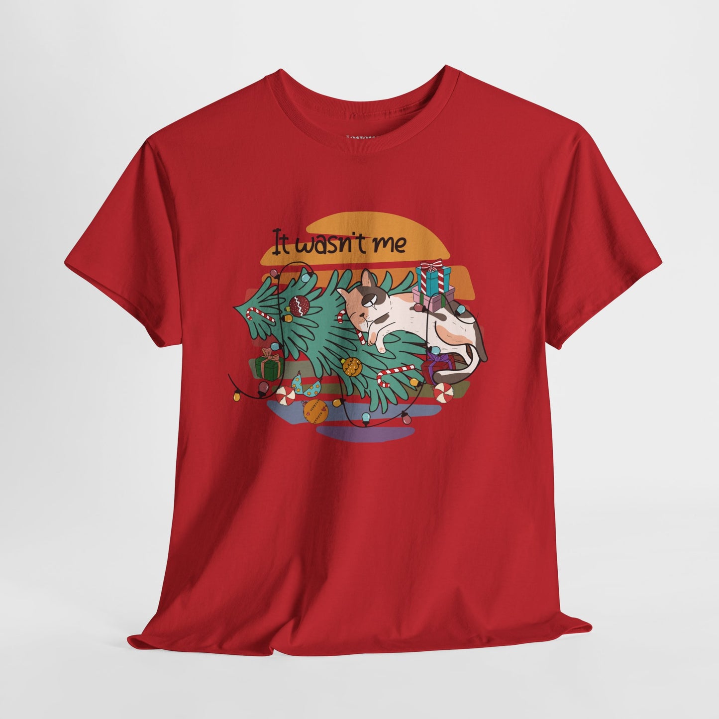 It Wasn't Me Funny Cat Christmas Heavy Cotton Tee - Cat Lovers Christmas Gift