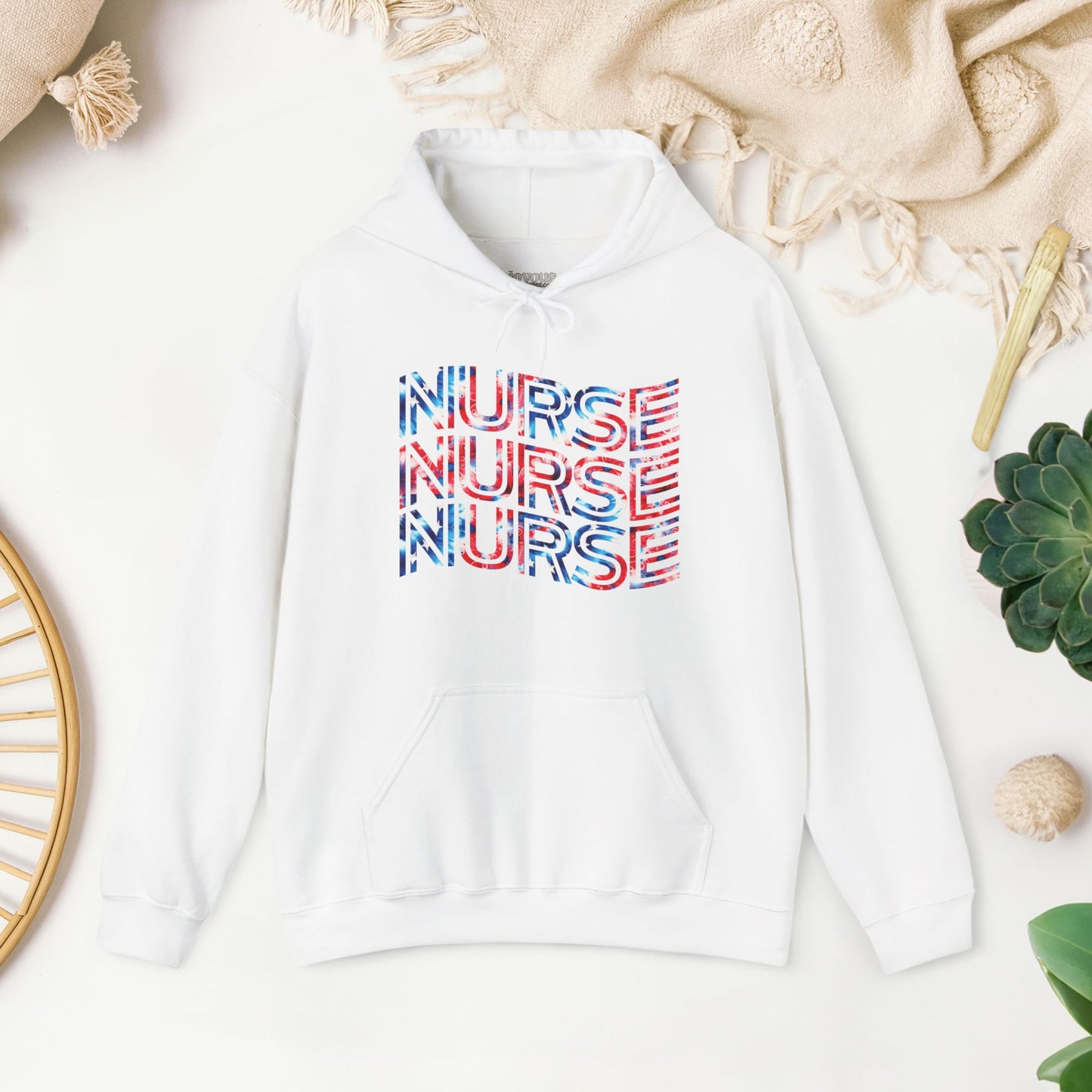 Wavy Patriotic Nurse Hoodie - 4th of July Nurse Hoodie