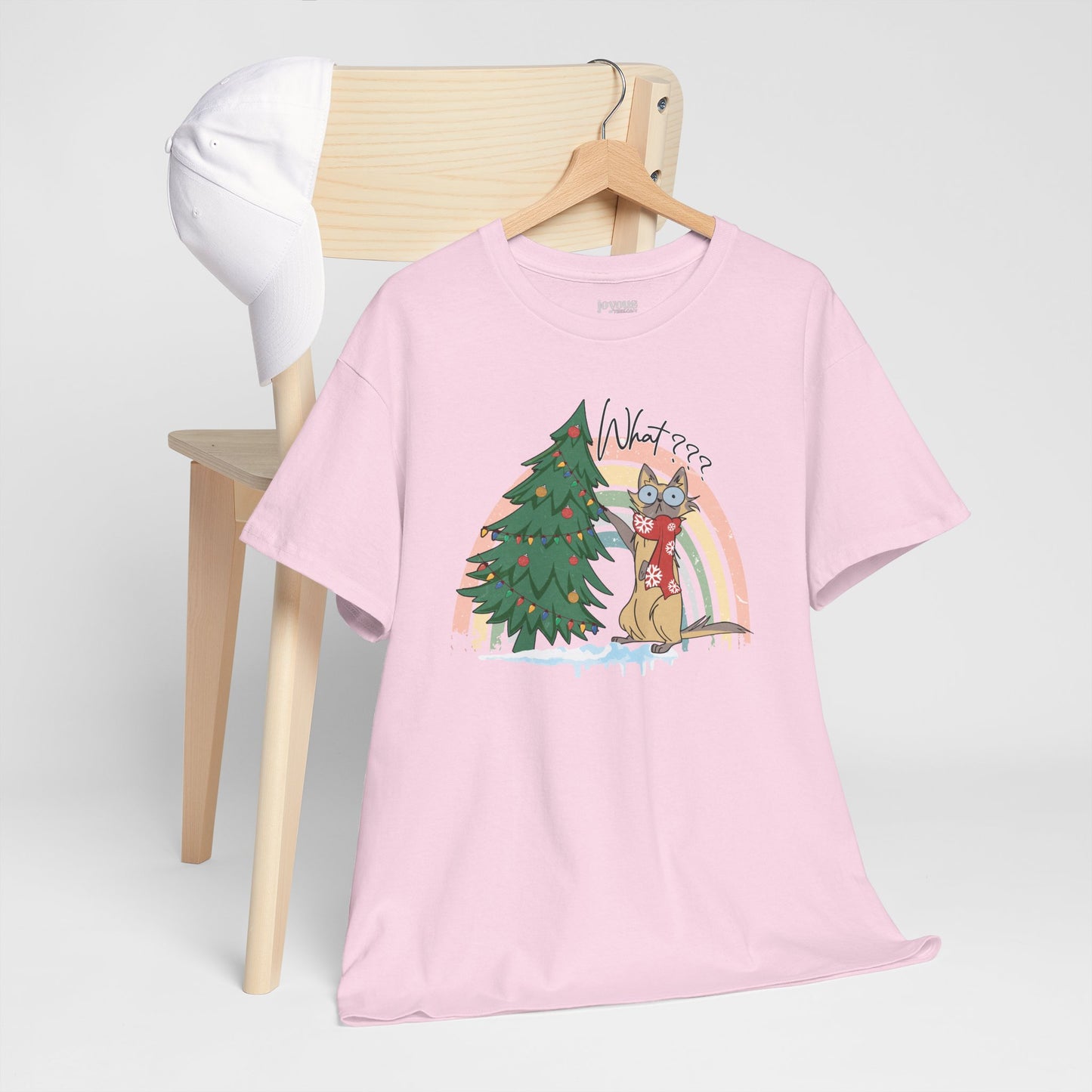 What??? Funny Cat Christmas Heavy Cotton Tee - Cat Lovers Christmas Gift