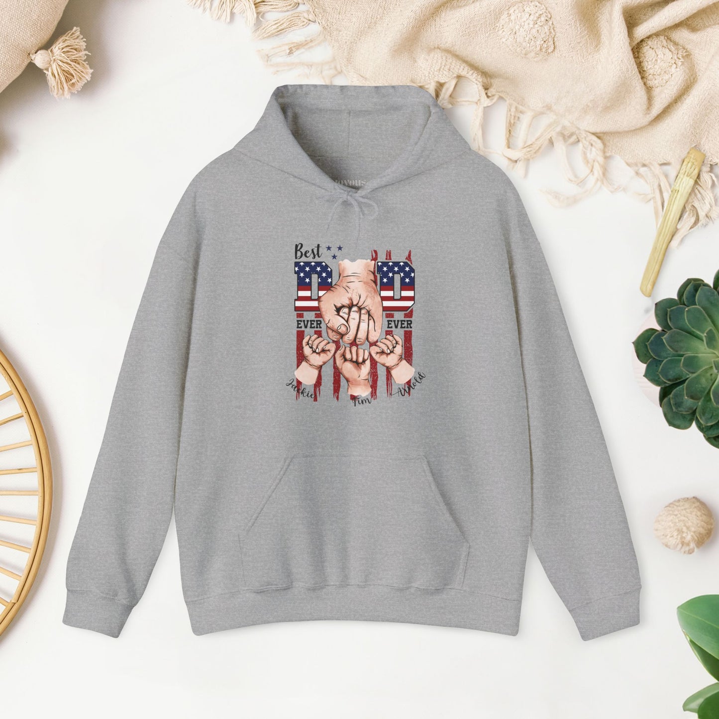 Custom Dad Hoodie with Kids Name - Personalized Gift for Dad