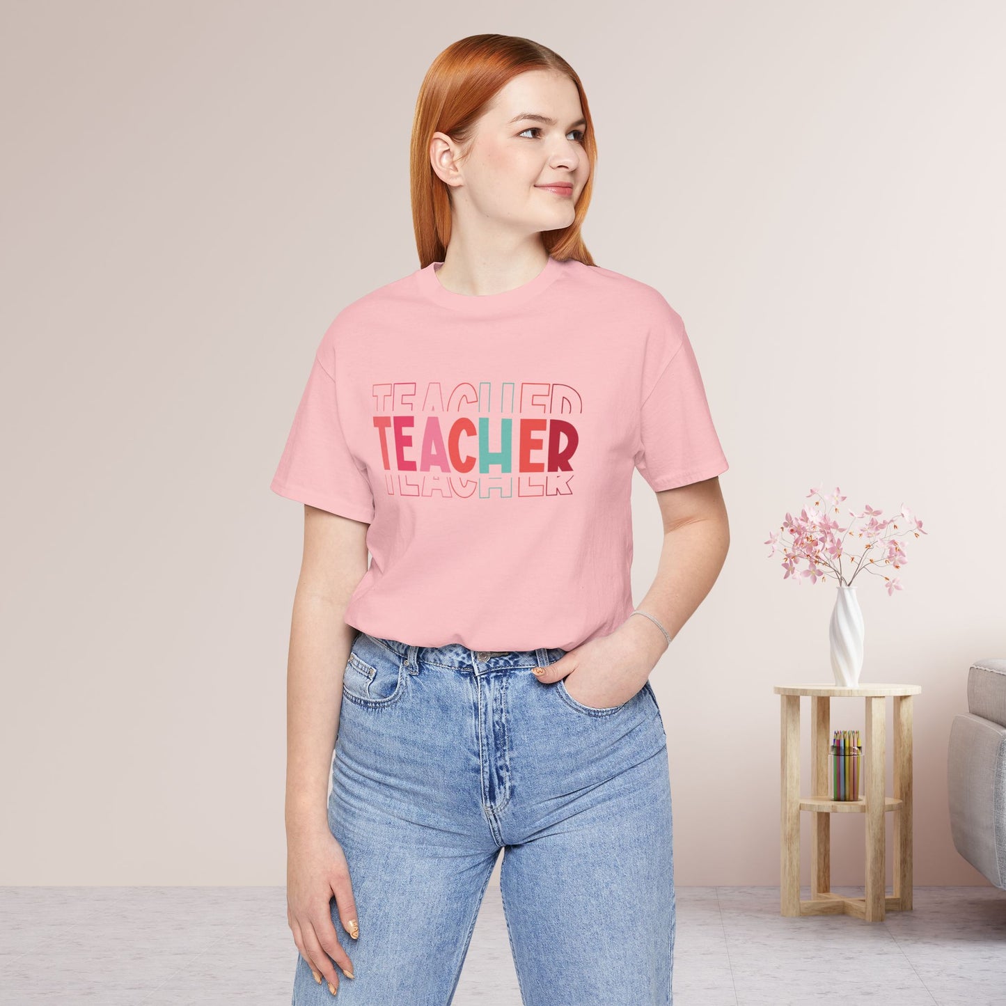 Colorful Teacher Soft Cotton Tee for School Teachers