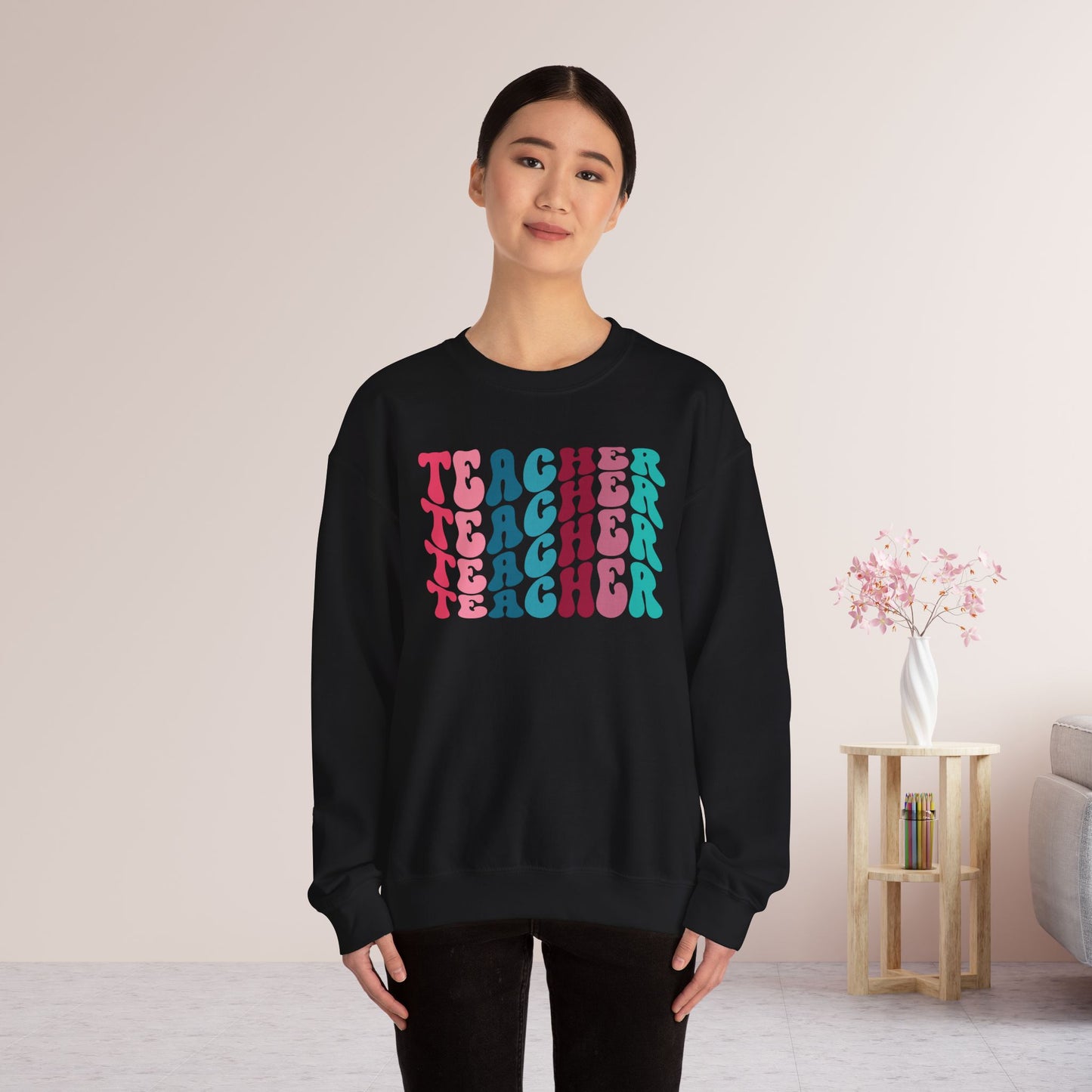 Groovy Colorful Teacher Sweatshirt for School Teachers