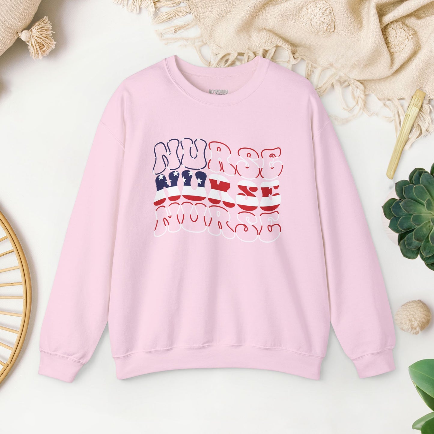 Groovy Patriotic Nurse Sweatshirt - 4th of July Nurse Sweatshirt