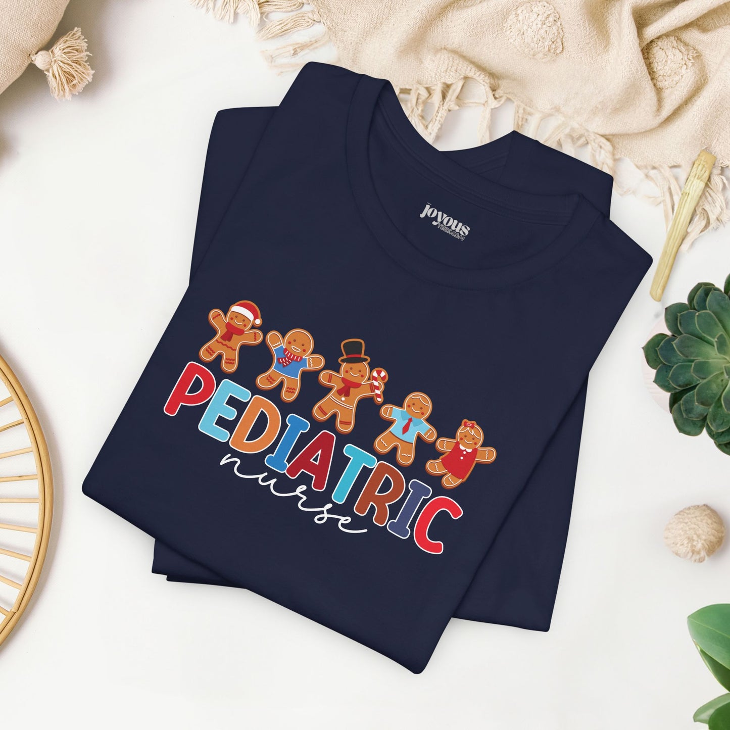 Christmas Pediatric Nurse Soft Cotton Tee with Gingerbread Men