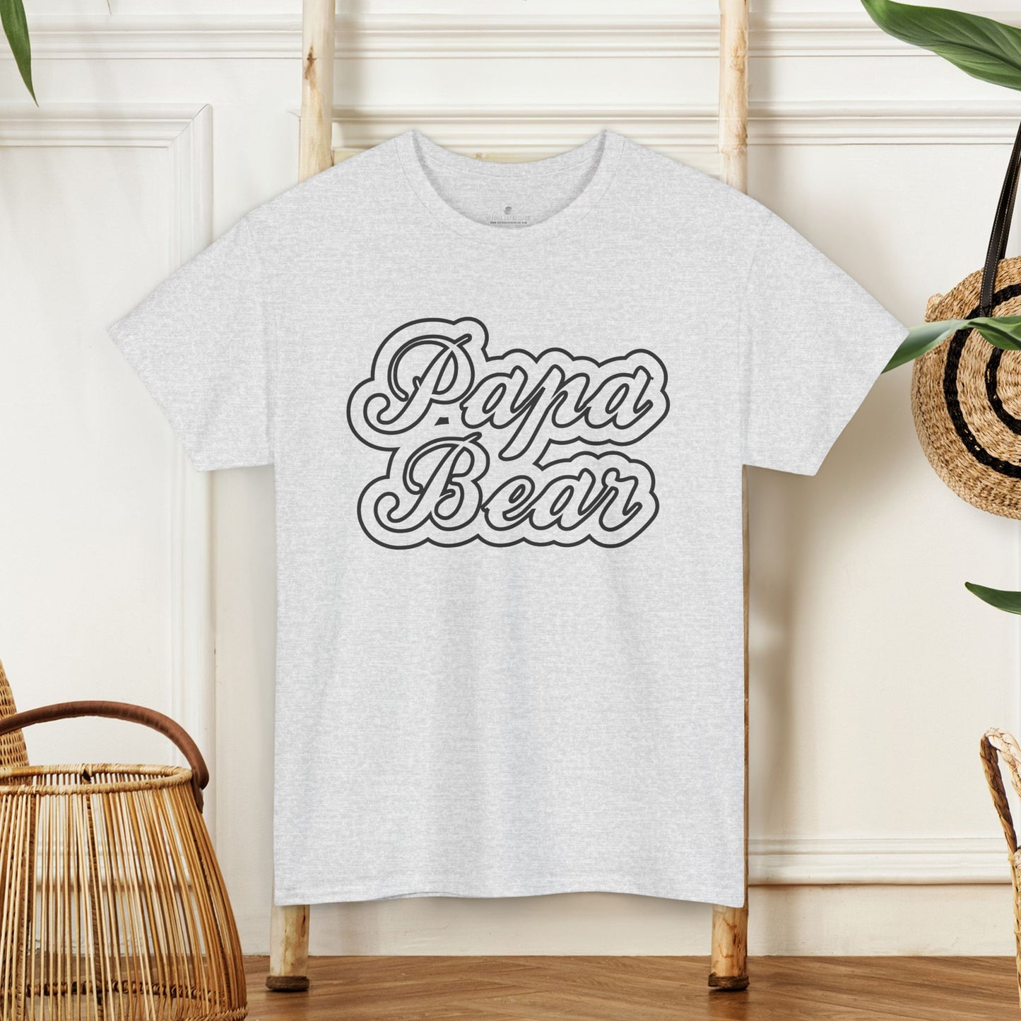Papa Bear Heavy Cotton Tee - Gift for Dad for Father's Day