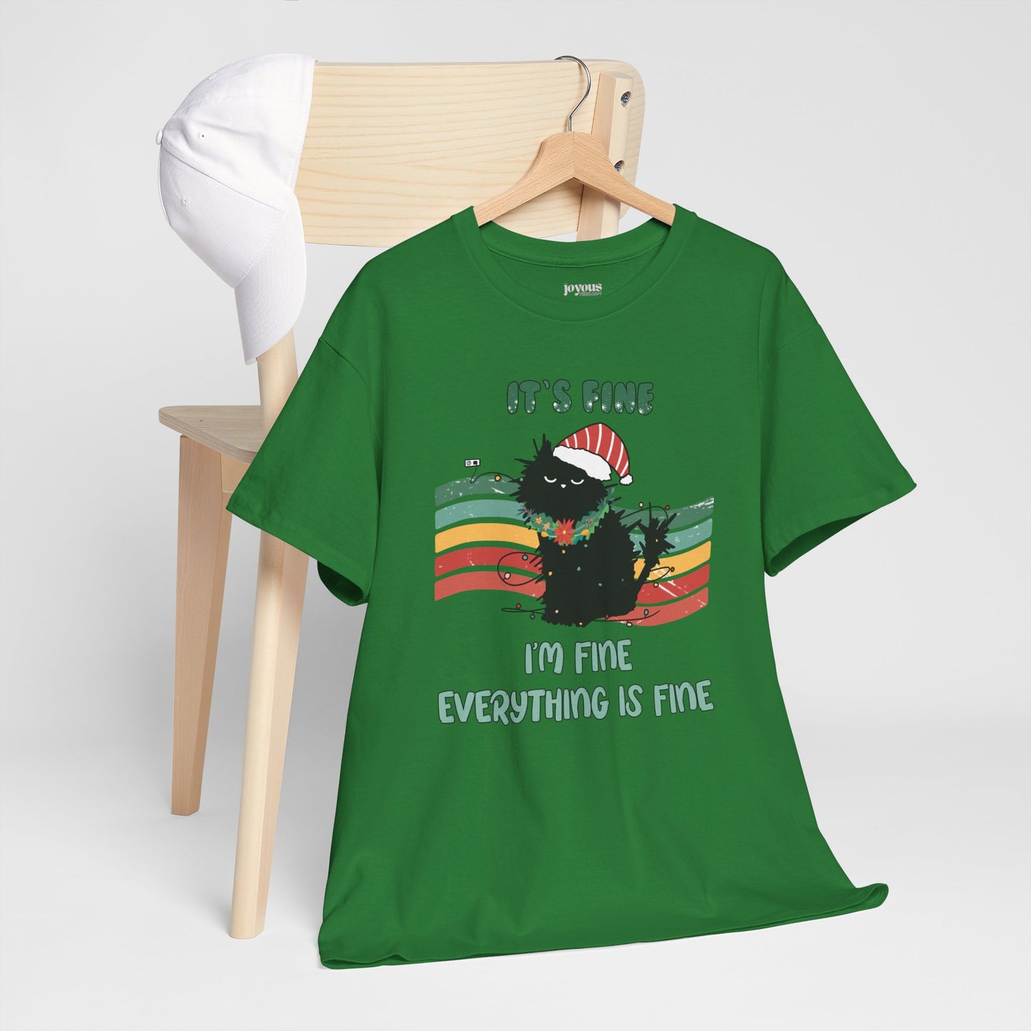It's Fine Funny Cat Christmas Heavy Cotton Tee - Cat Lovers Christmas Gift