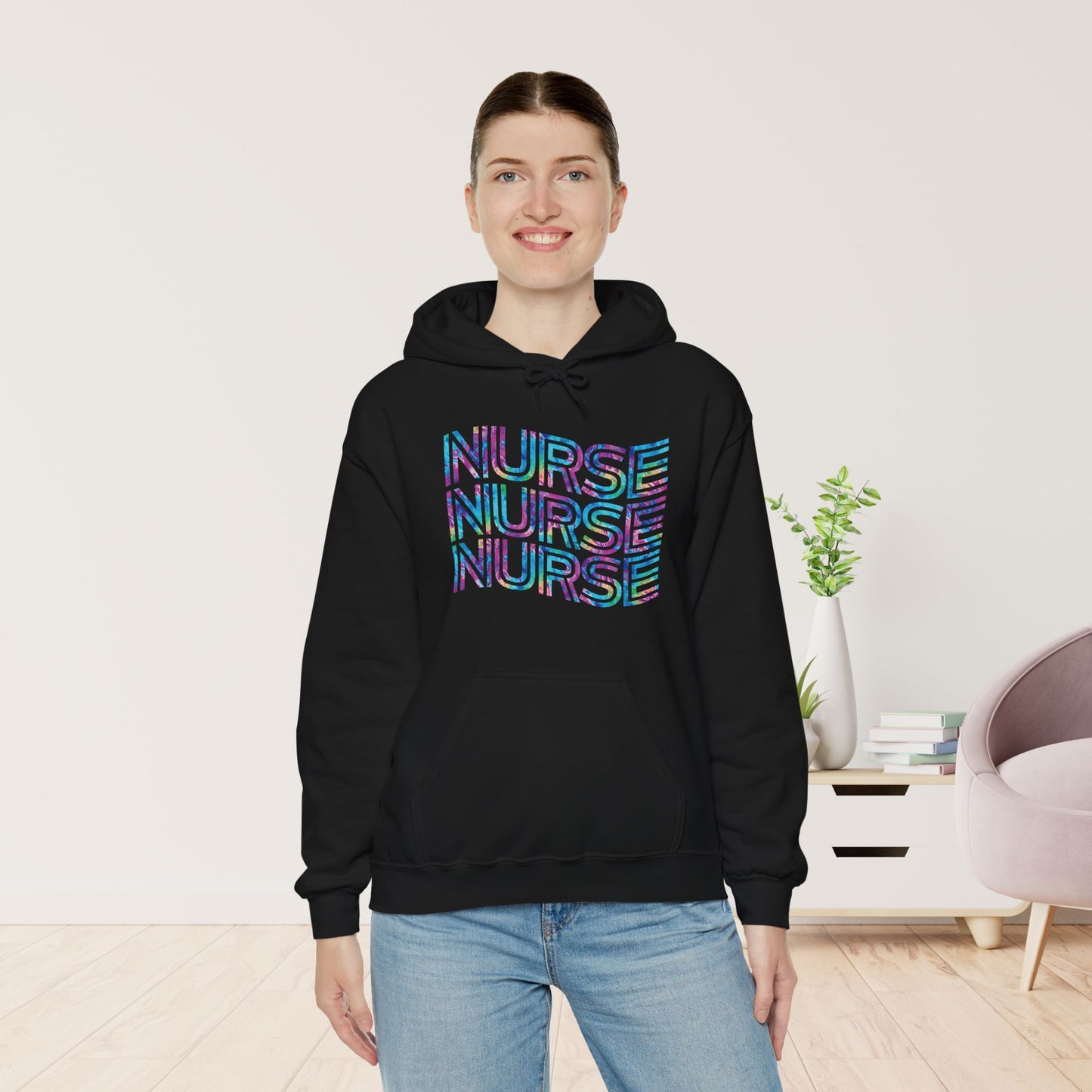 Tie Dye Wavy Nurse Hoodie - Registered Nurse Hoodie