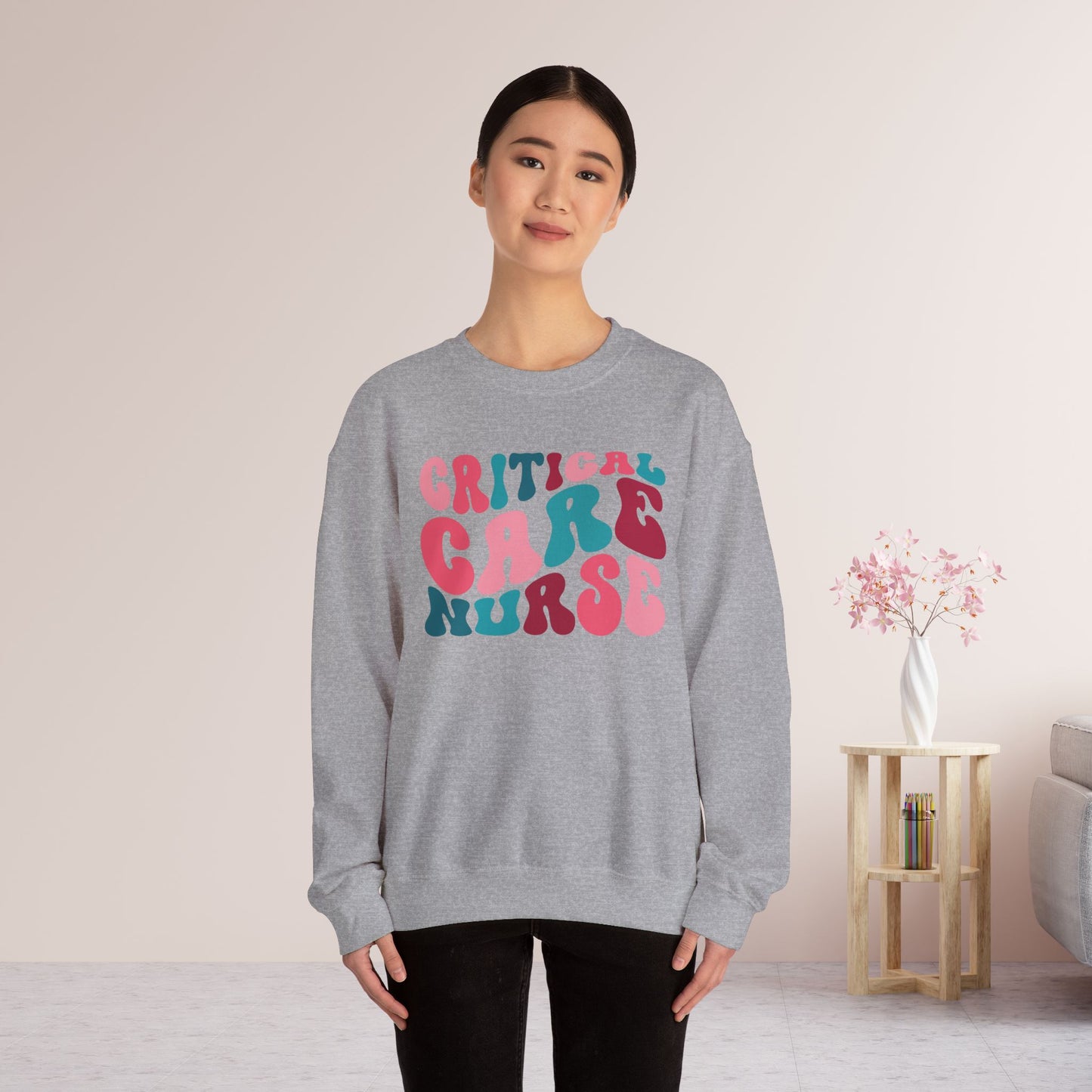 Groovy Colorful Critical Care Nurse Crewneck Sweatshirt