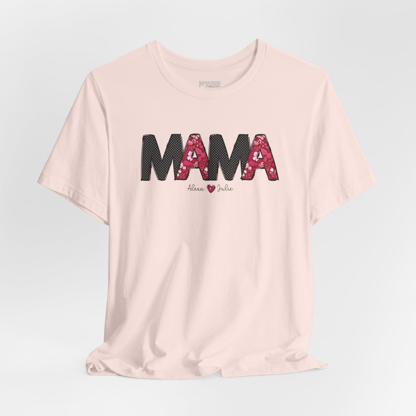 Custom Mama Soft Cotton Tee with Kids Names - Personalized Gift for Mom