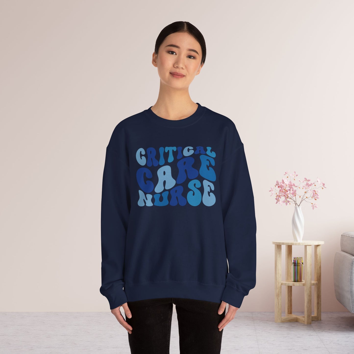 Groovy Blue Critical Care Nurse Sweatshirt