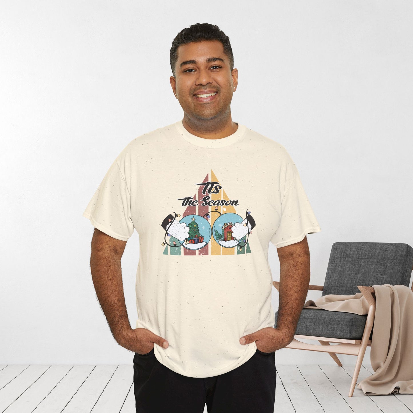Tis The Season Funny Cat Christmas Heavy Cotton Tee - Cat Lovers Christmas Gift