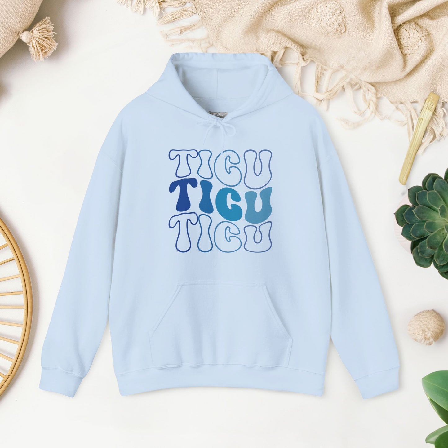 Groovy Blue TICU Hoodie - Trauma ICU Nurse Hoodie