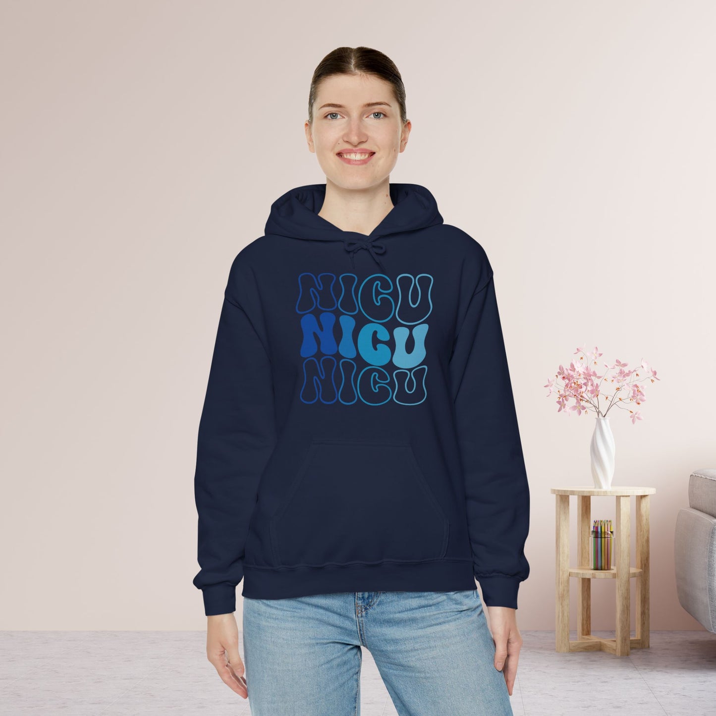 Groovy Blue NICU Hoodie - Neonatal ICU Nurse Hoodie