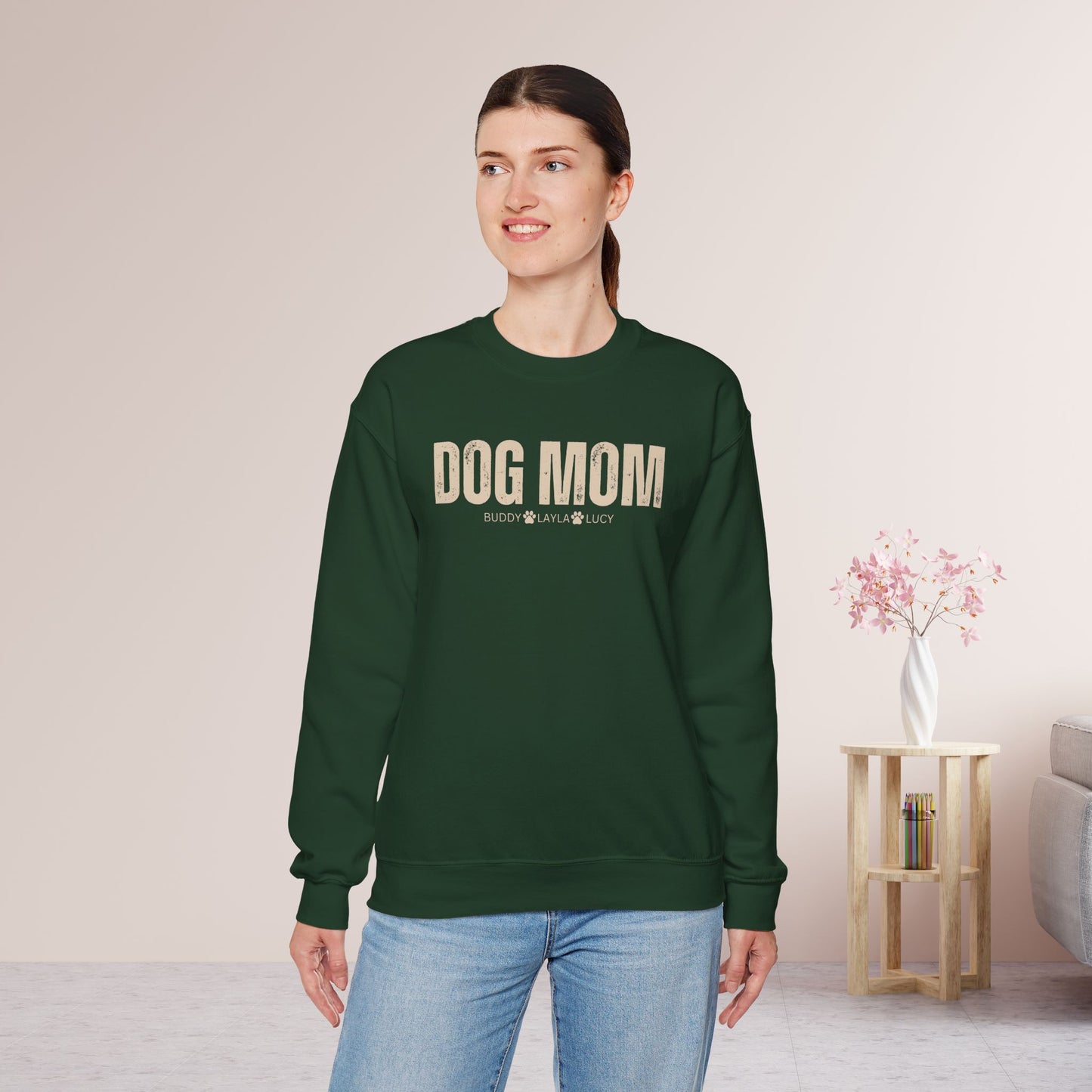 Custom Dog Mom Sweatshirt with Dogs Name - Personalized Gift for Dog Mom