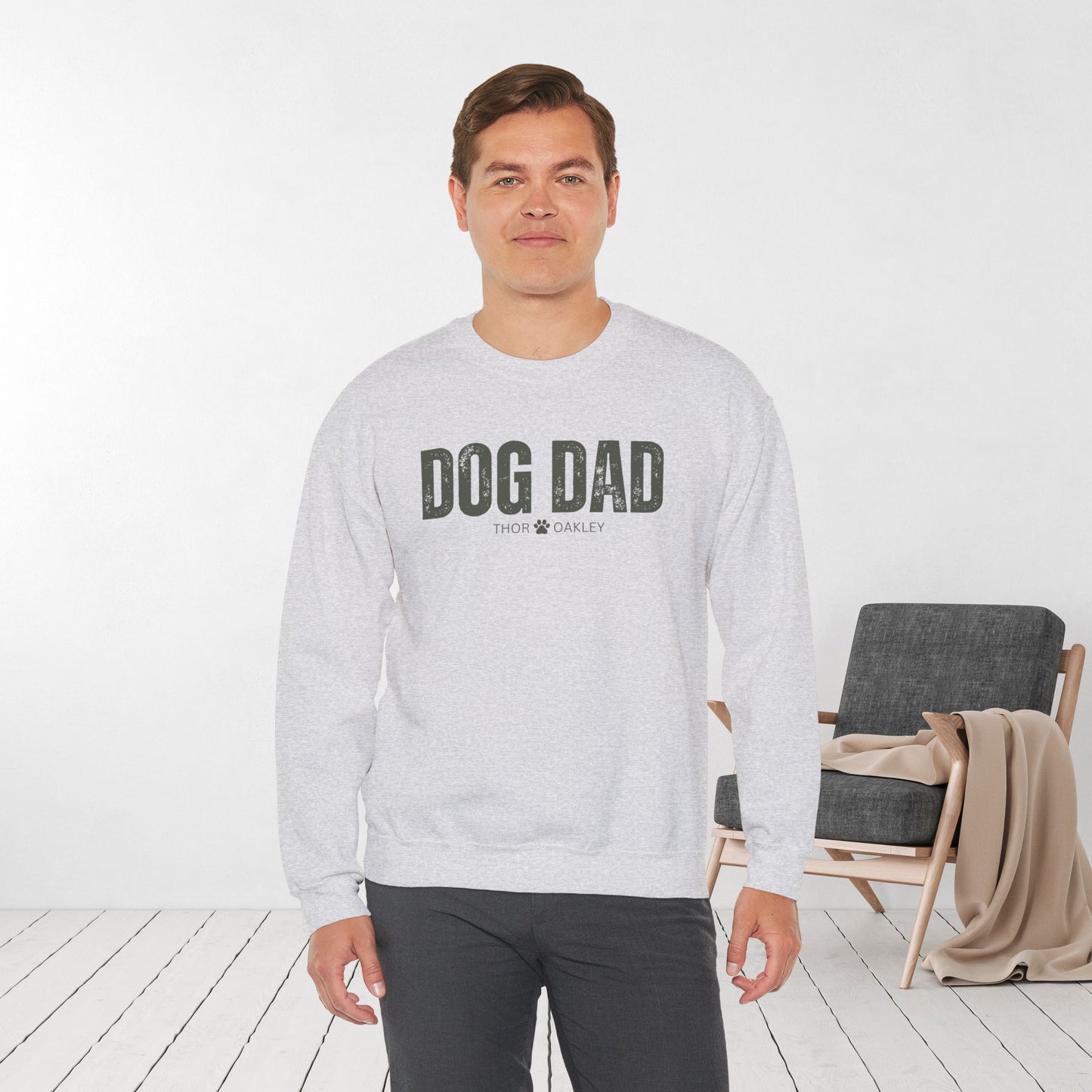 Custom Dog Dad Sweatshirt with Dogs Name - Personalized Gift for Dog Dad