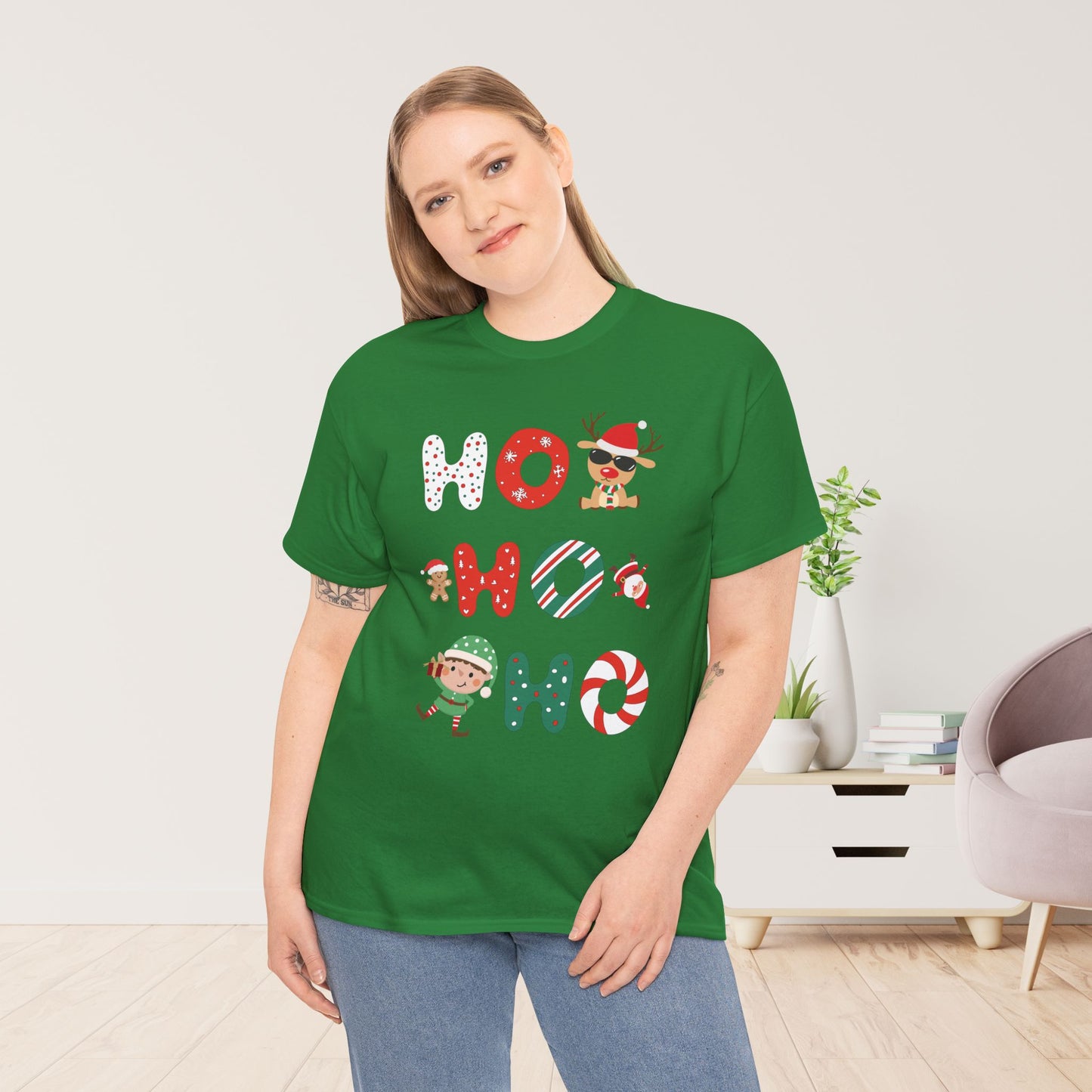 Ho Ho Ho Christmas Shirt - Matching Family Christmas Heavy Cotton Tee