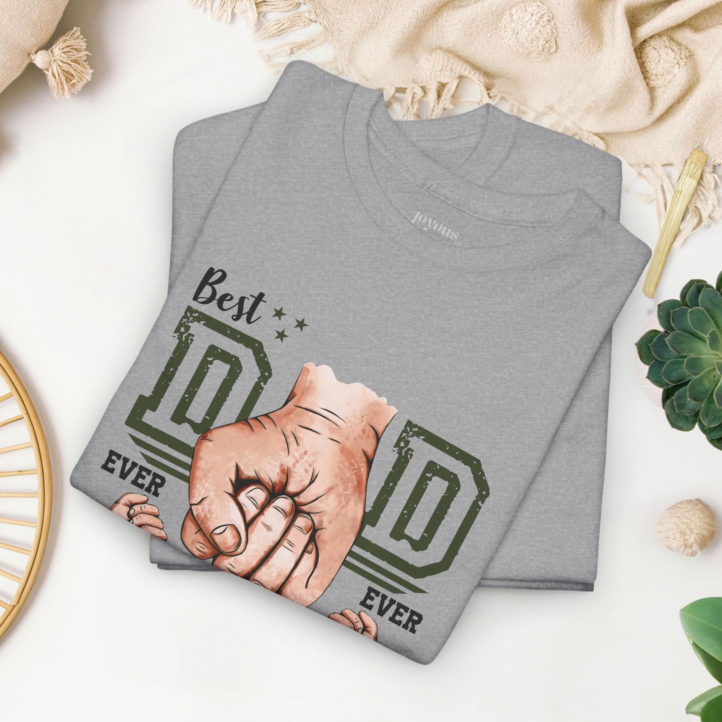 Custom Dad Heavy Cotton Tee with Kids Name - Personalized Gift for Dad