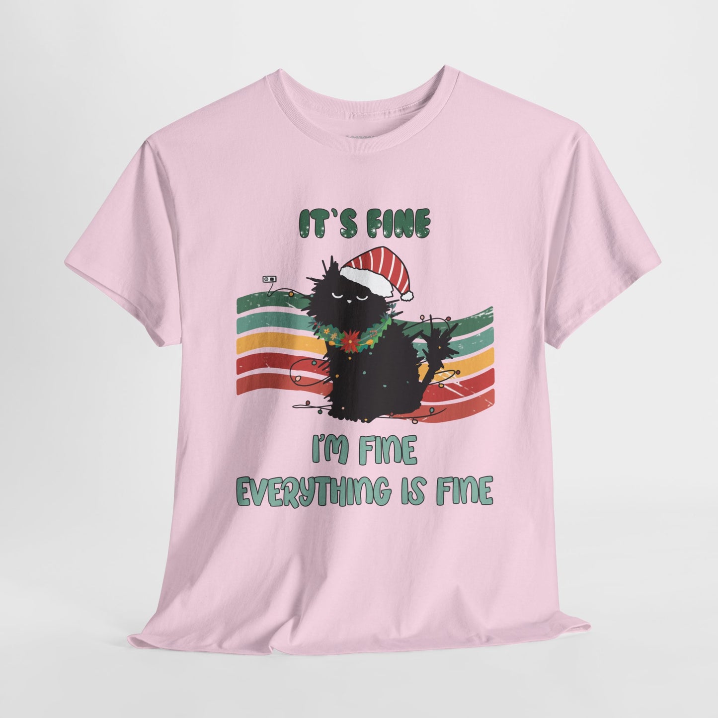 It's Fine Funny Cat Christmas Heavy Cotton Tee - Cat Lovers Christmas Gift