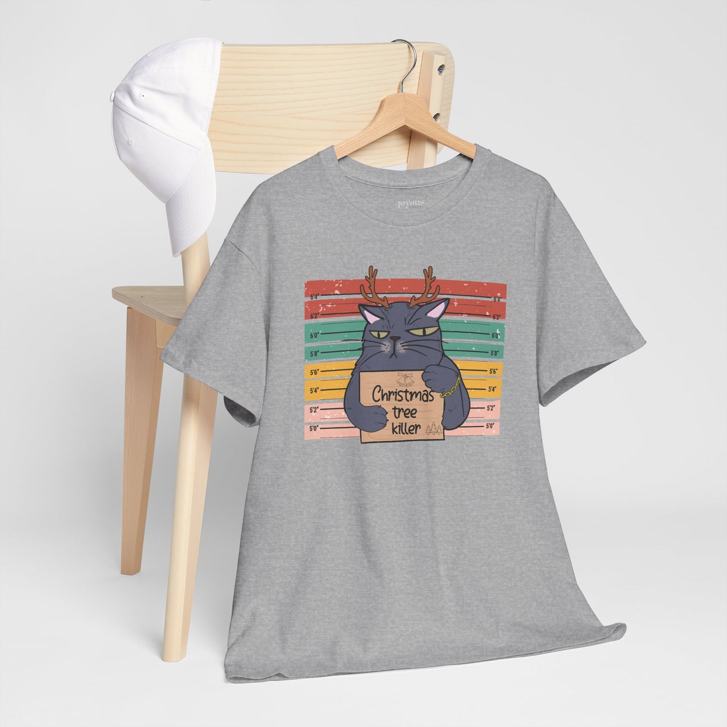 Christmas Tree Killer Funny Cat Christmas Heavy Cotton Tee - Cat Lovers Christmas Gift