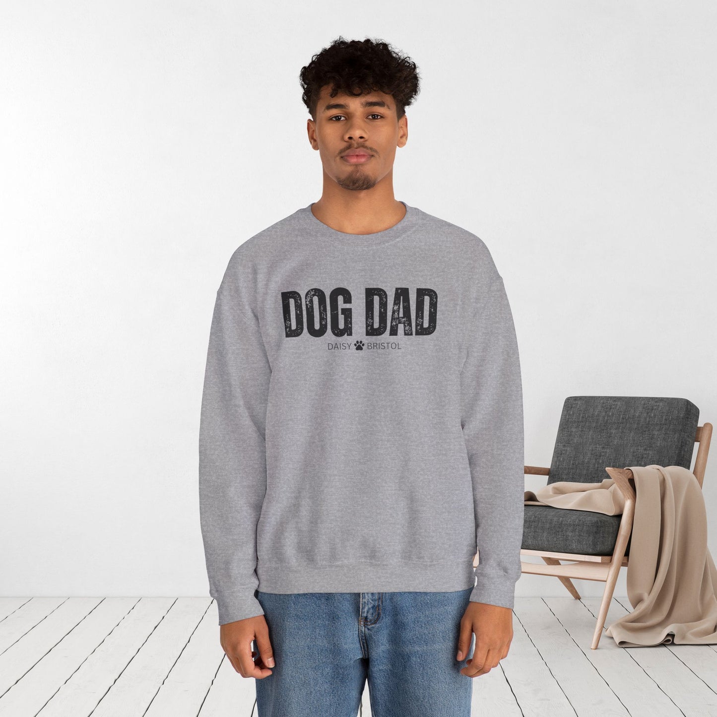 Custom Dog Dad Sweatshirt with Dogs Name - Personalized Gift for Dog Dad