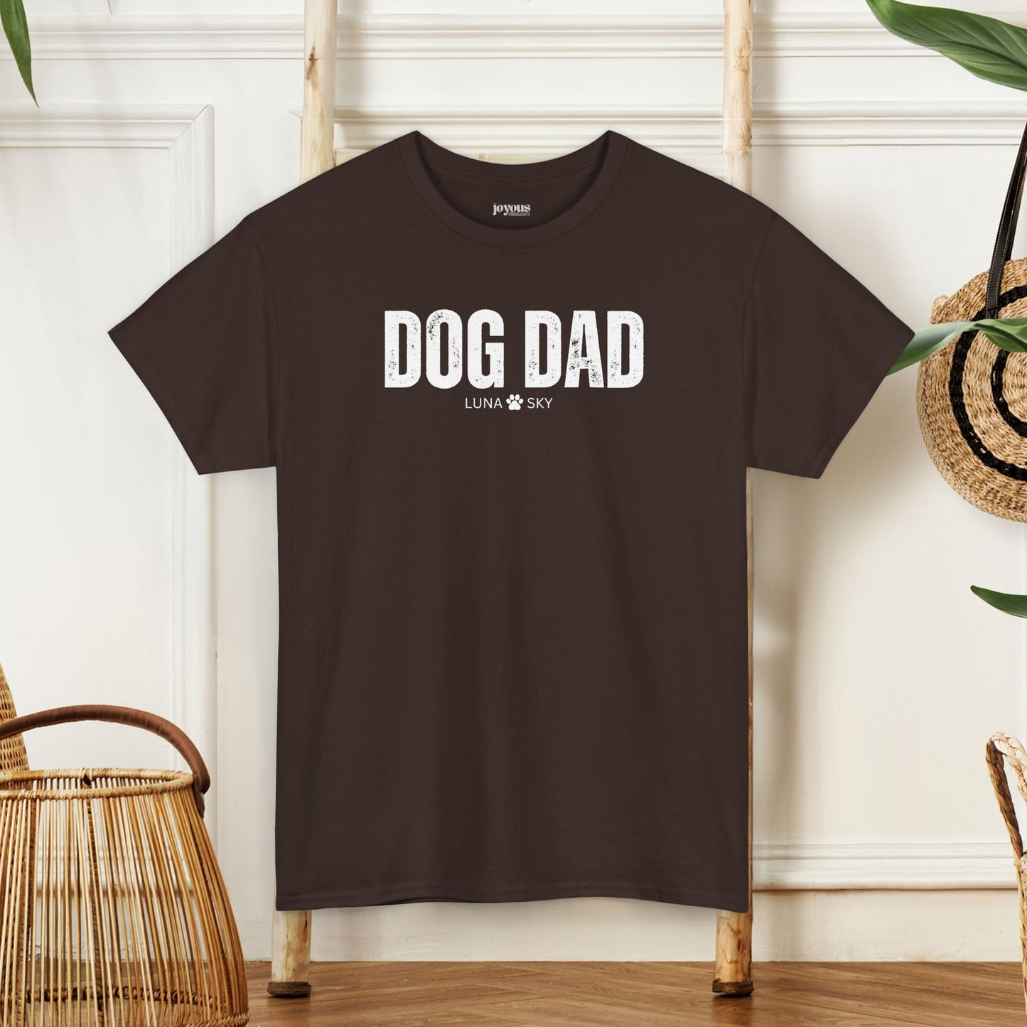 Custom Dog Dad Heavy Cotton Tee with Dogs Name - Personalized Dog Lover Gift