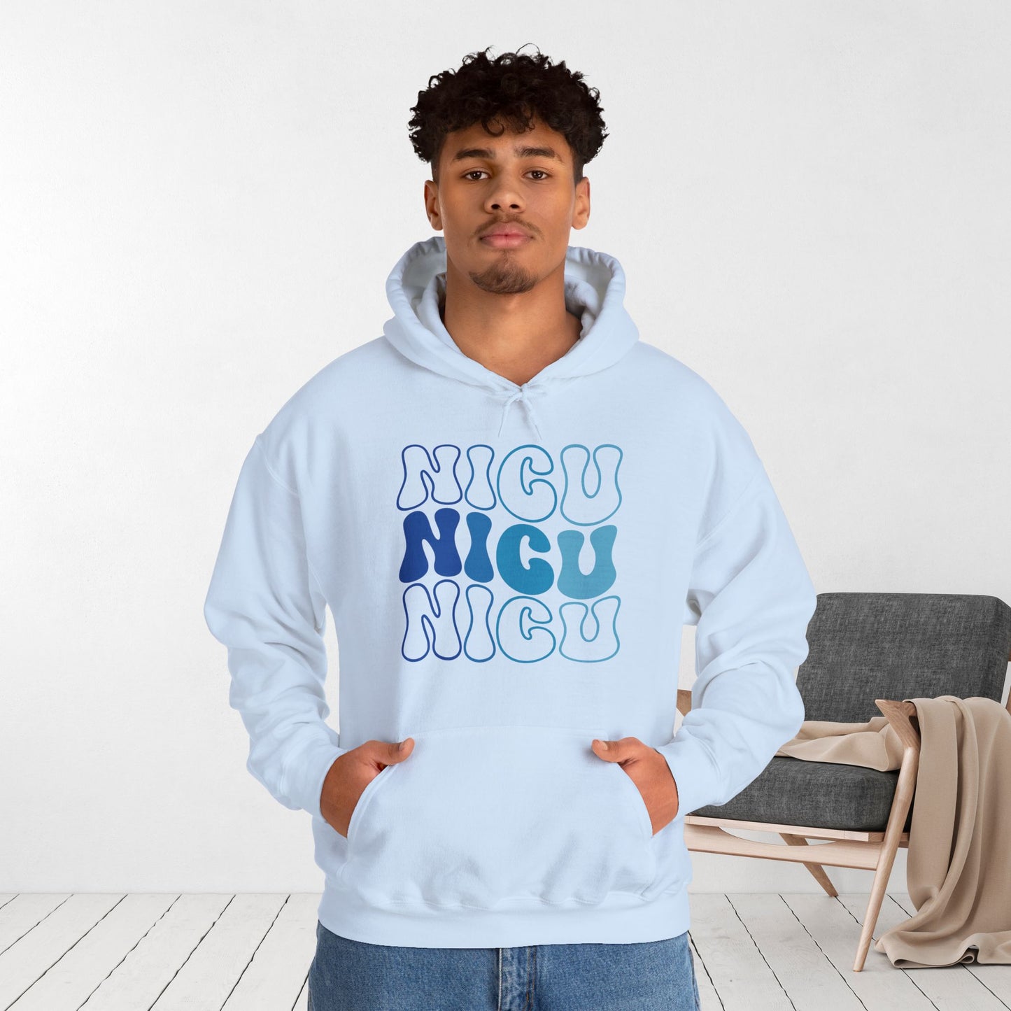 Groovy Blue NICU Hoodie - Neonatal ICU Nurse Hoodie