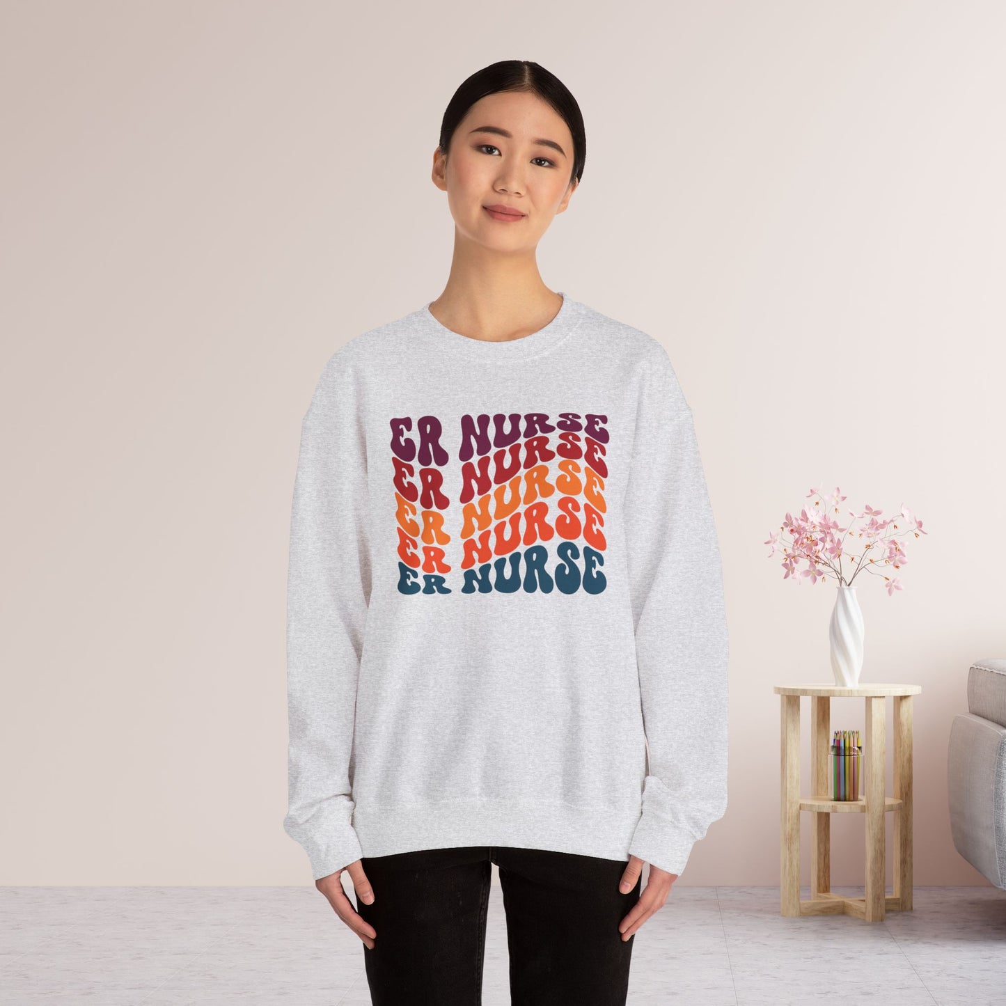 Groovy Fall ER Nurse Sweatshirt - Emergency Nurse Pullover