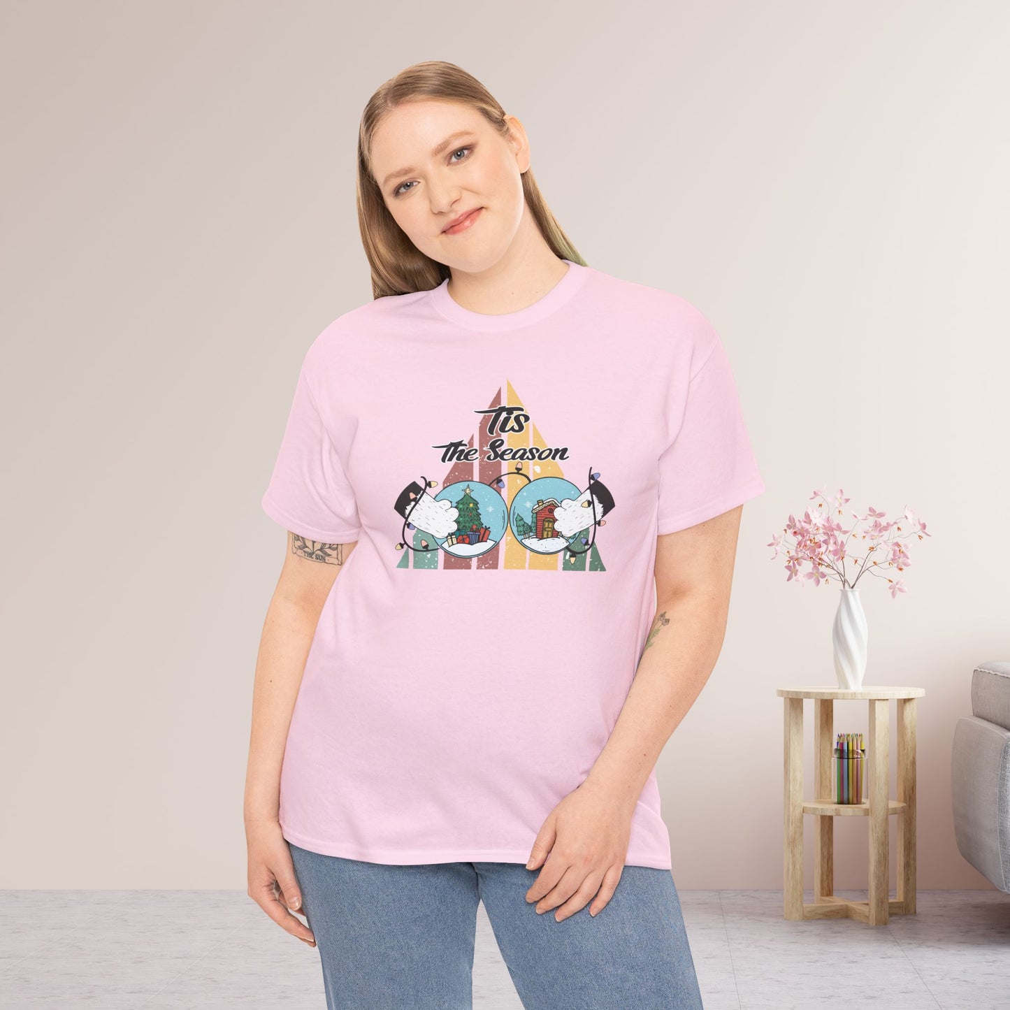 Tis The Season Funny Cat Christmas Heavy Cotton Tee - Cat Lovers Christmas Gift